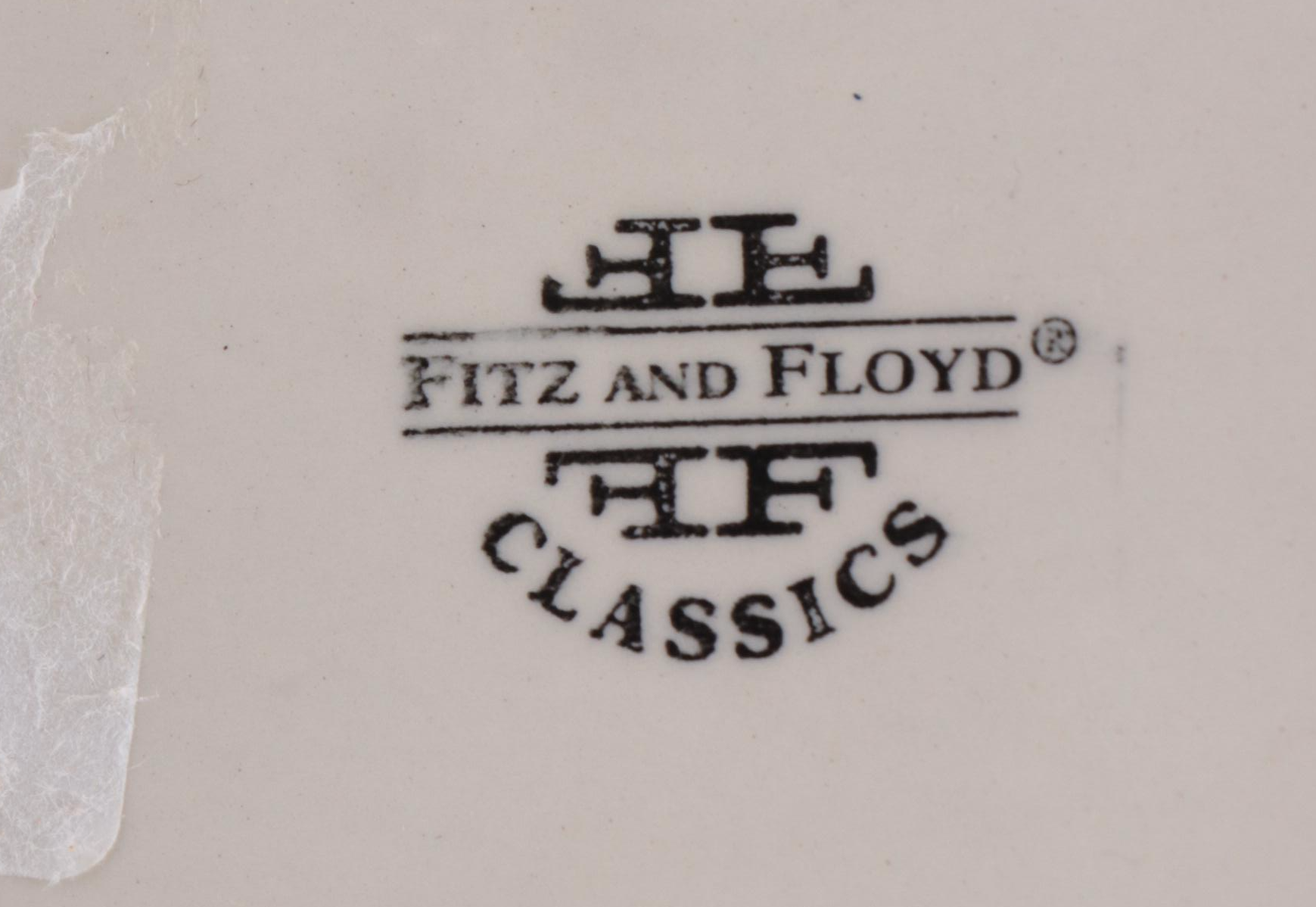 Fitz and Floyd Old World Rabbit Candle Holder with Hand-Painted Pottery Bowl