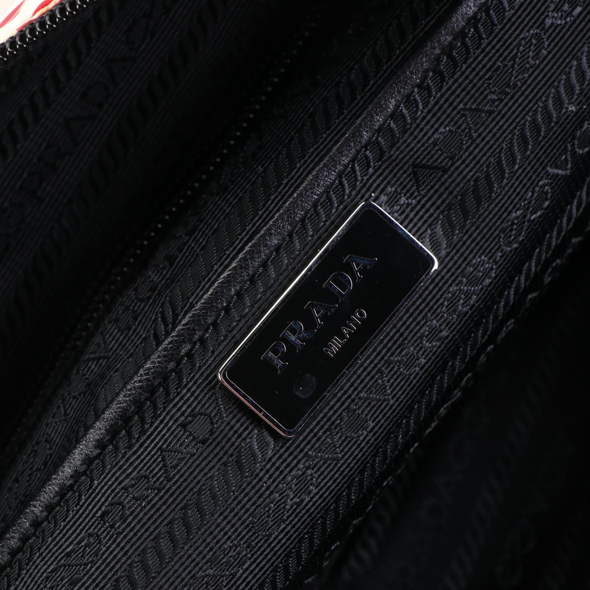 Prada Lip Stamp Zip Tote in Nylon with Leather Trim