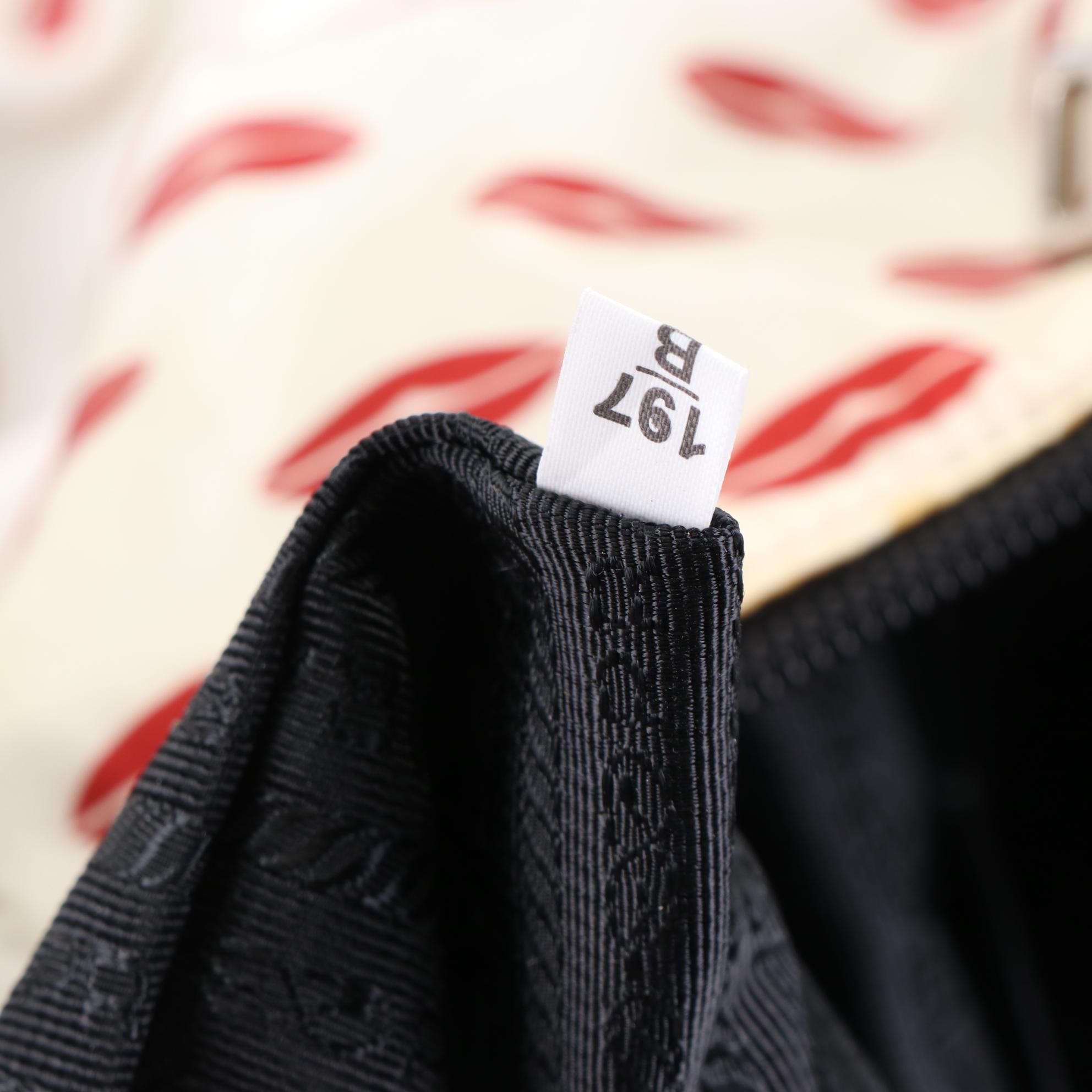 Prada Lip Stamp Zip Tote in Nylon with Leather Trim