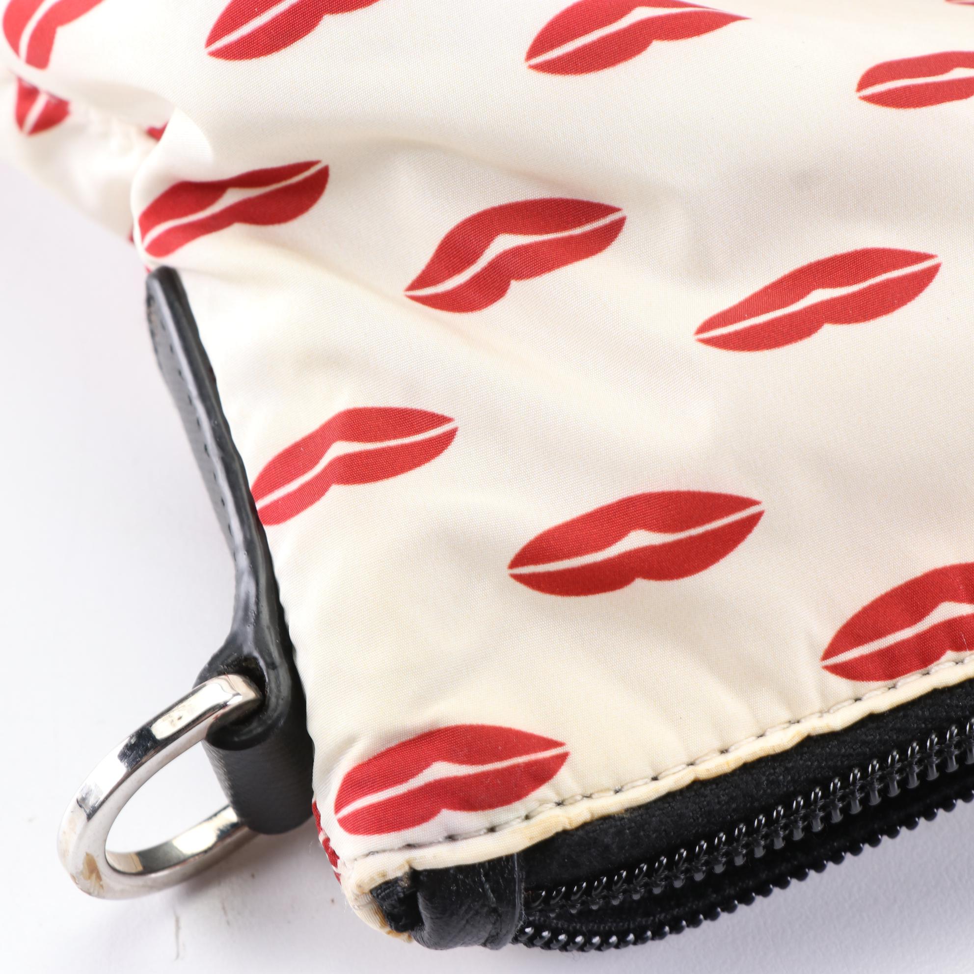 Prada Lip Stamp Zip Tote in Nylon with Leather Trim