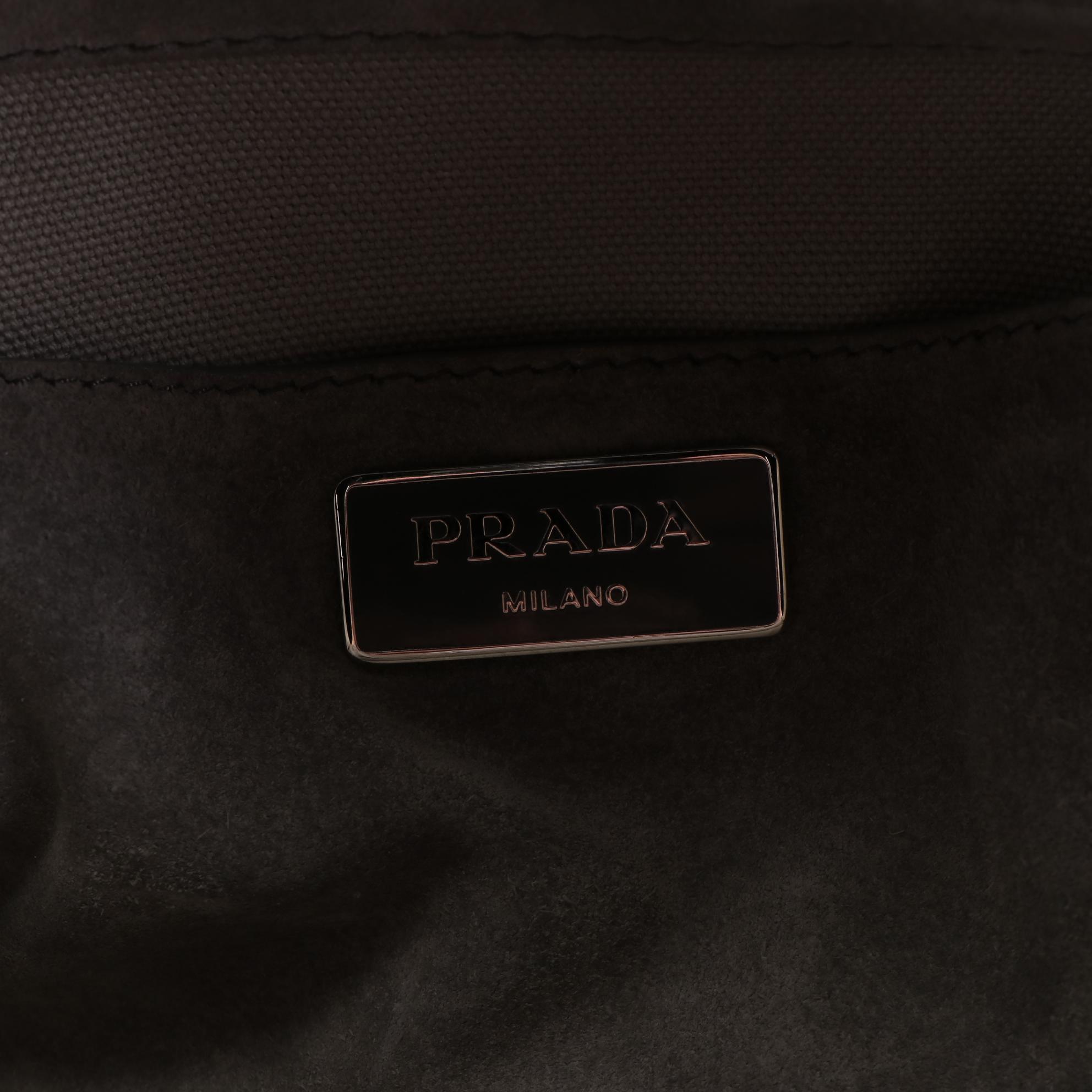 Prada Double Zip Handbag in Suede and Canvas