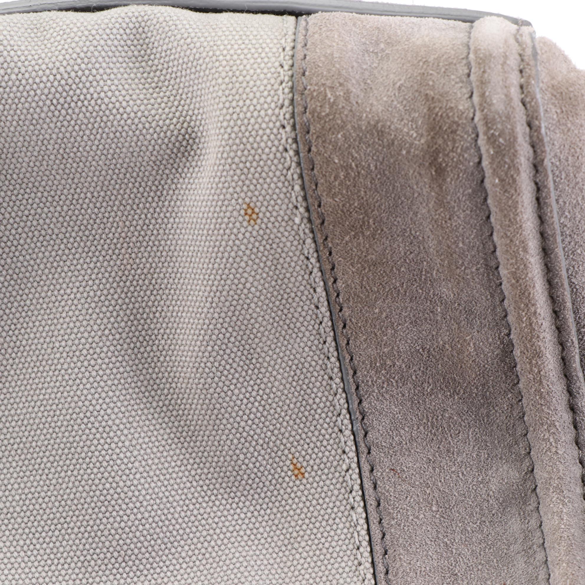 Prada Double Zip Handbag in Suede and Canvas