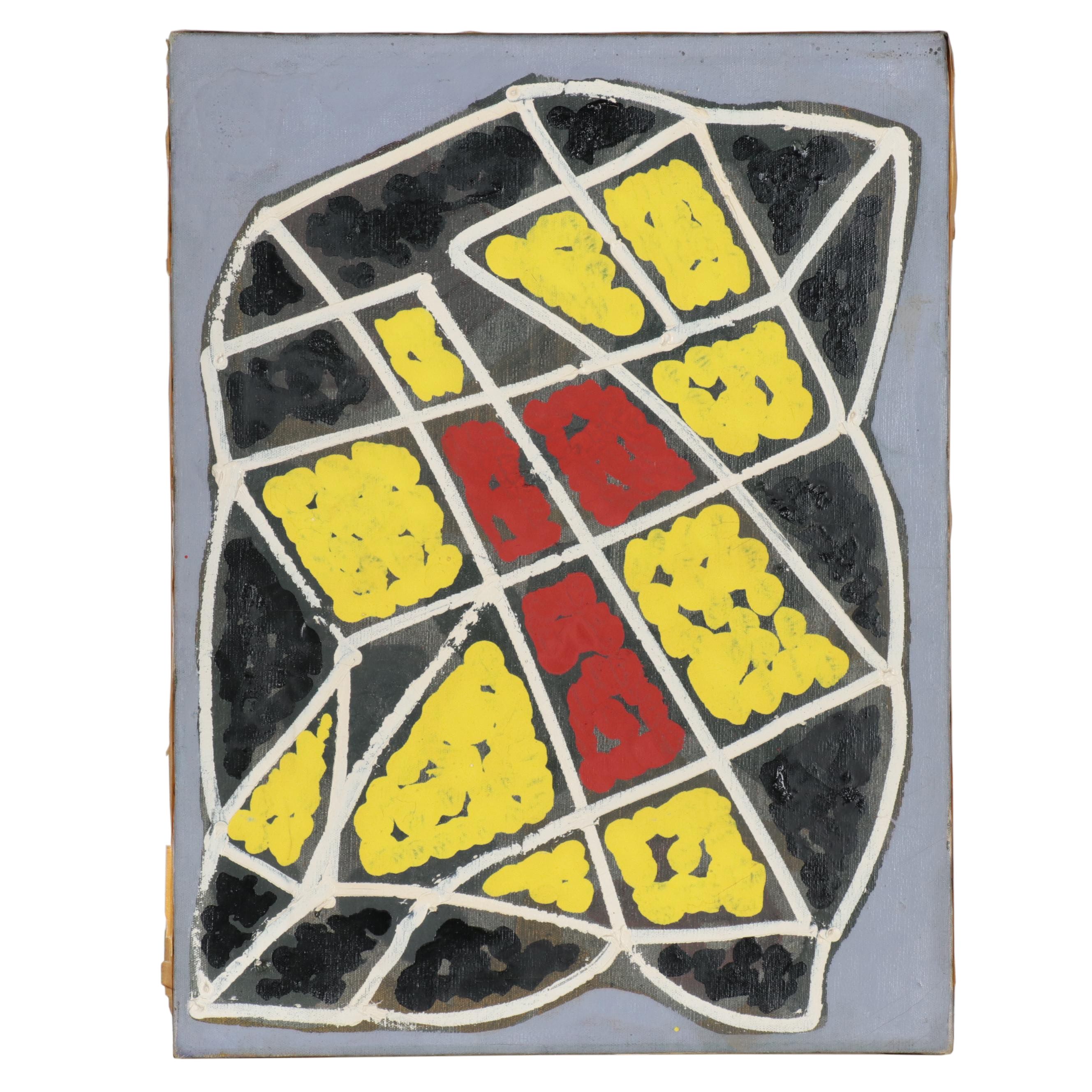 Abstract Non-Objective Oil Painting, Mid-20th Century