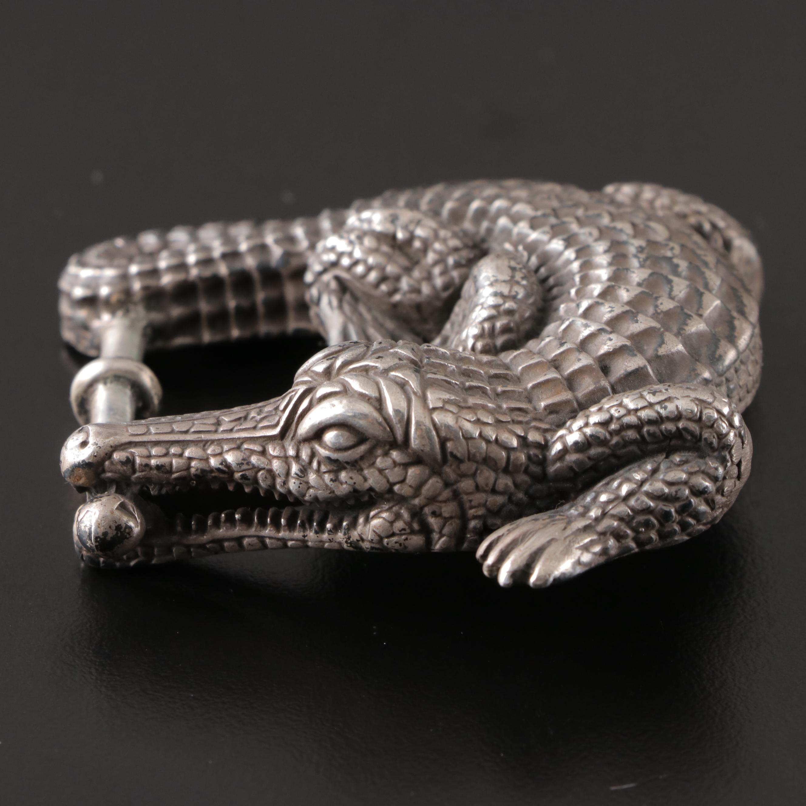 Barry Kieselstein-Cord Sterling Silver Alligator Small Belt Buckle