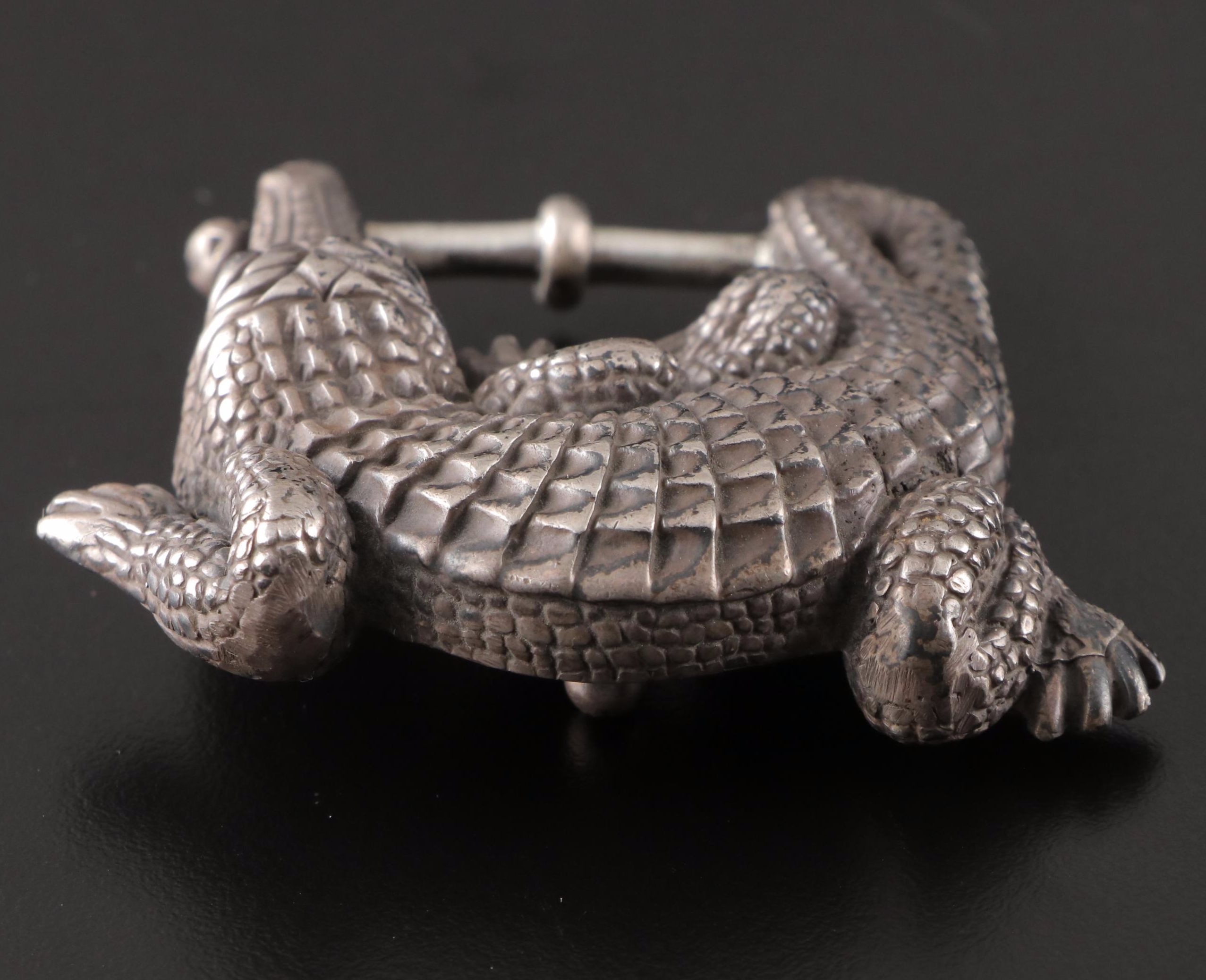 Barry Kieselstein-Cord Sterling Silver Alligator Small Belt Buckle