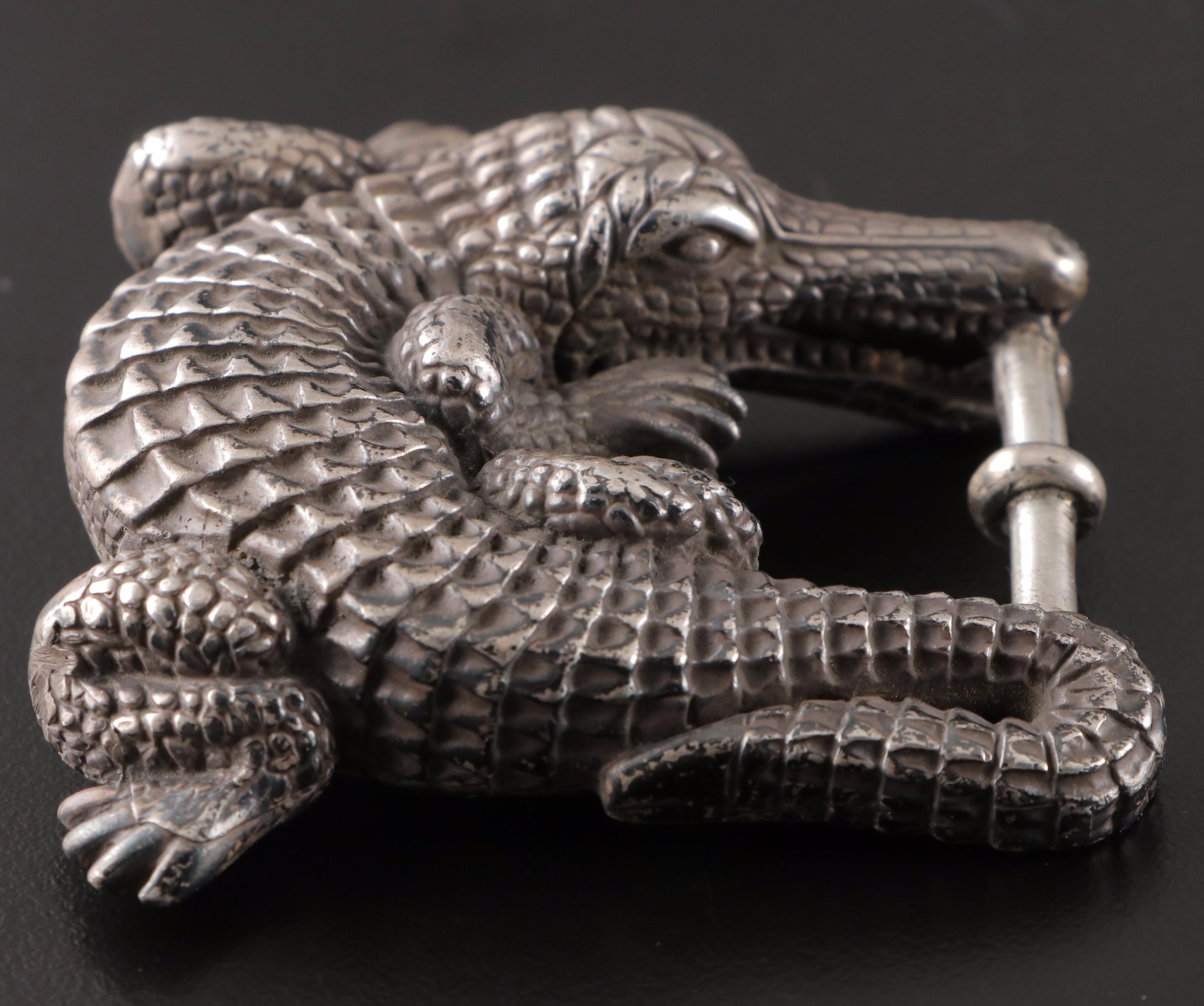 Barry Kieselstein-Cord Sterling Silver Alligator Small Belt Buckle