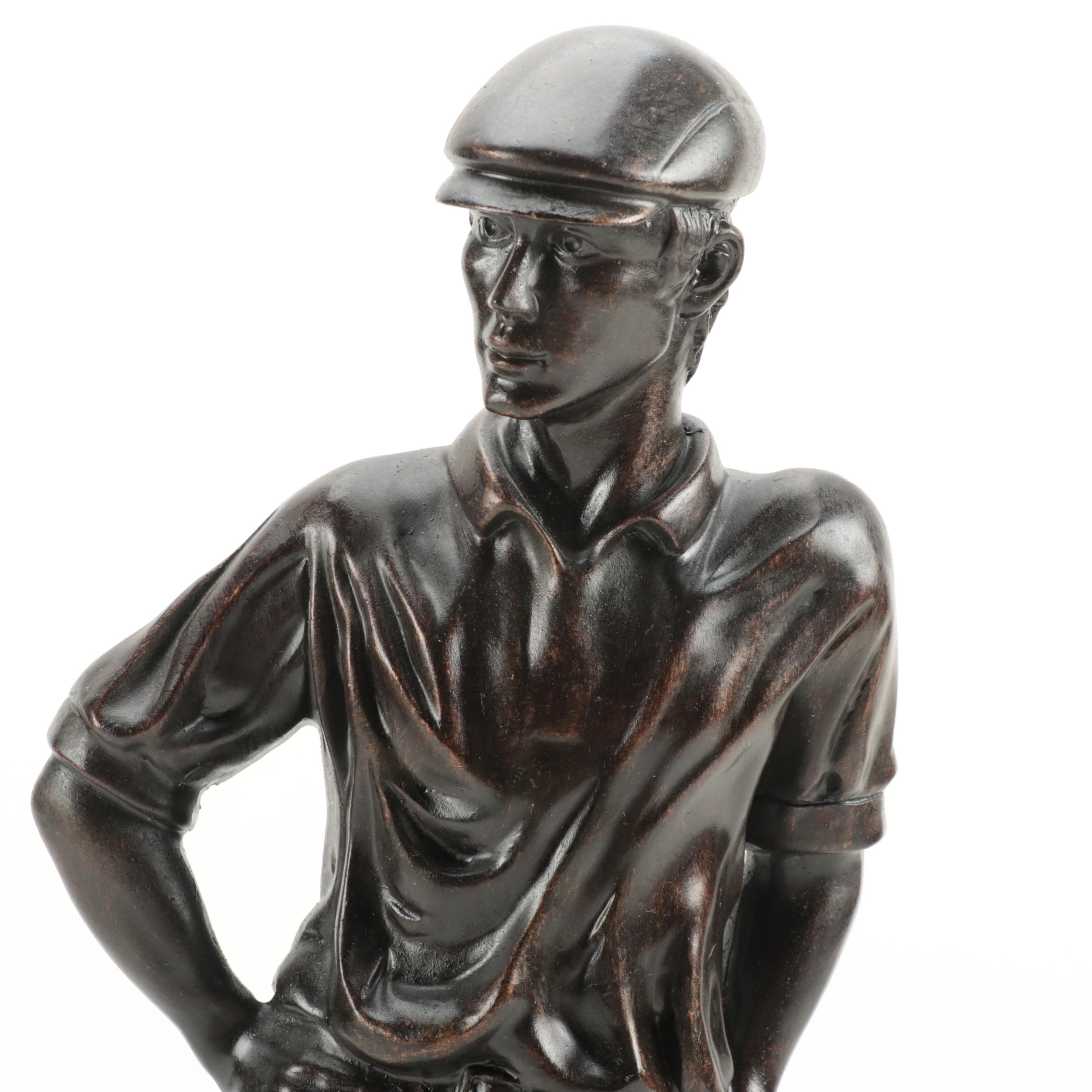 Bronze Finished Resin Figure of Golfer