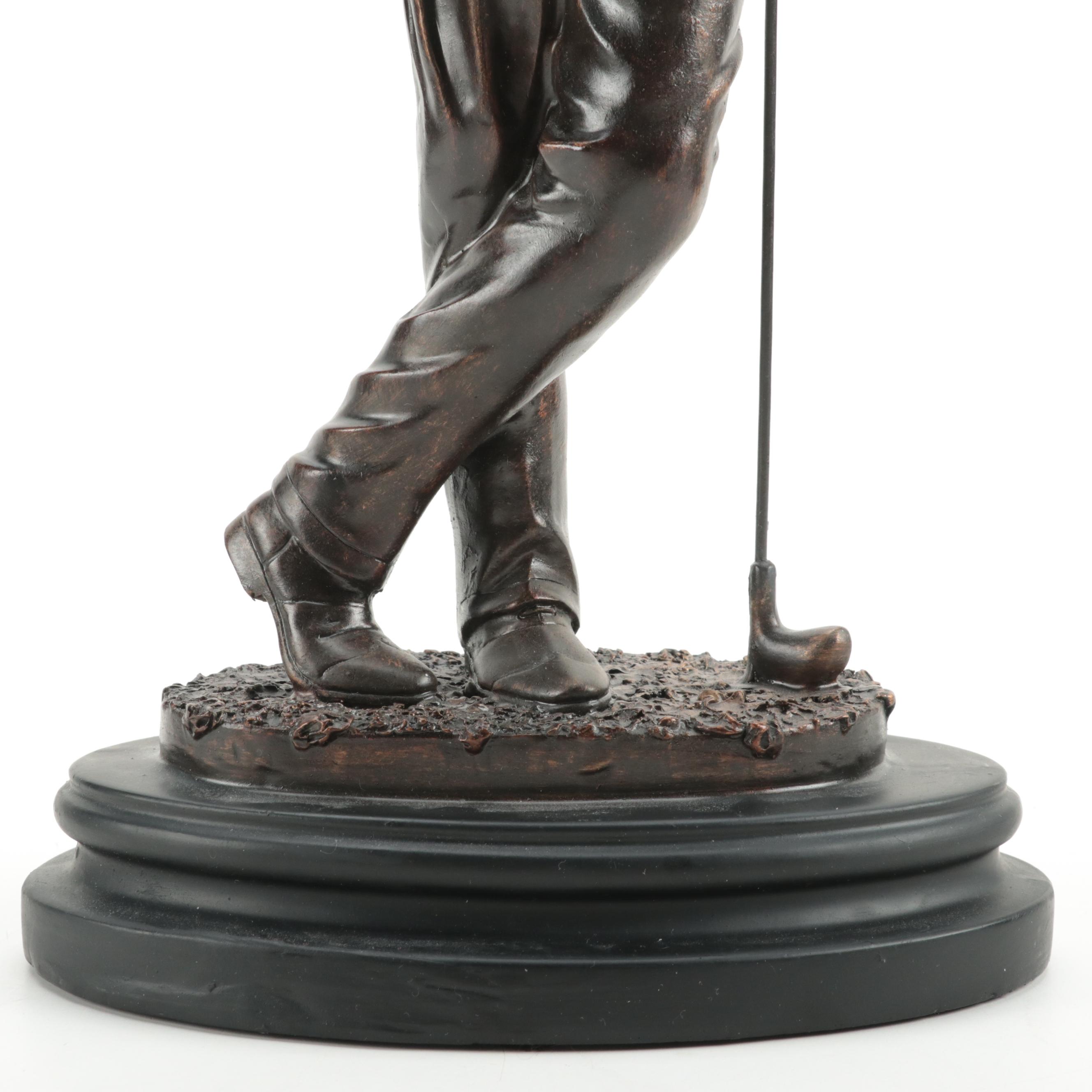 Bronze Finished Resin Figure of Golfer