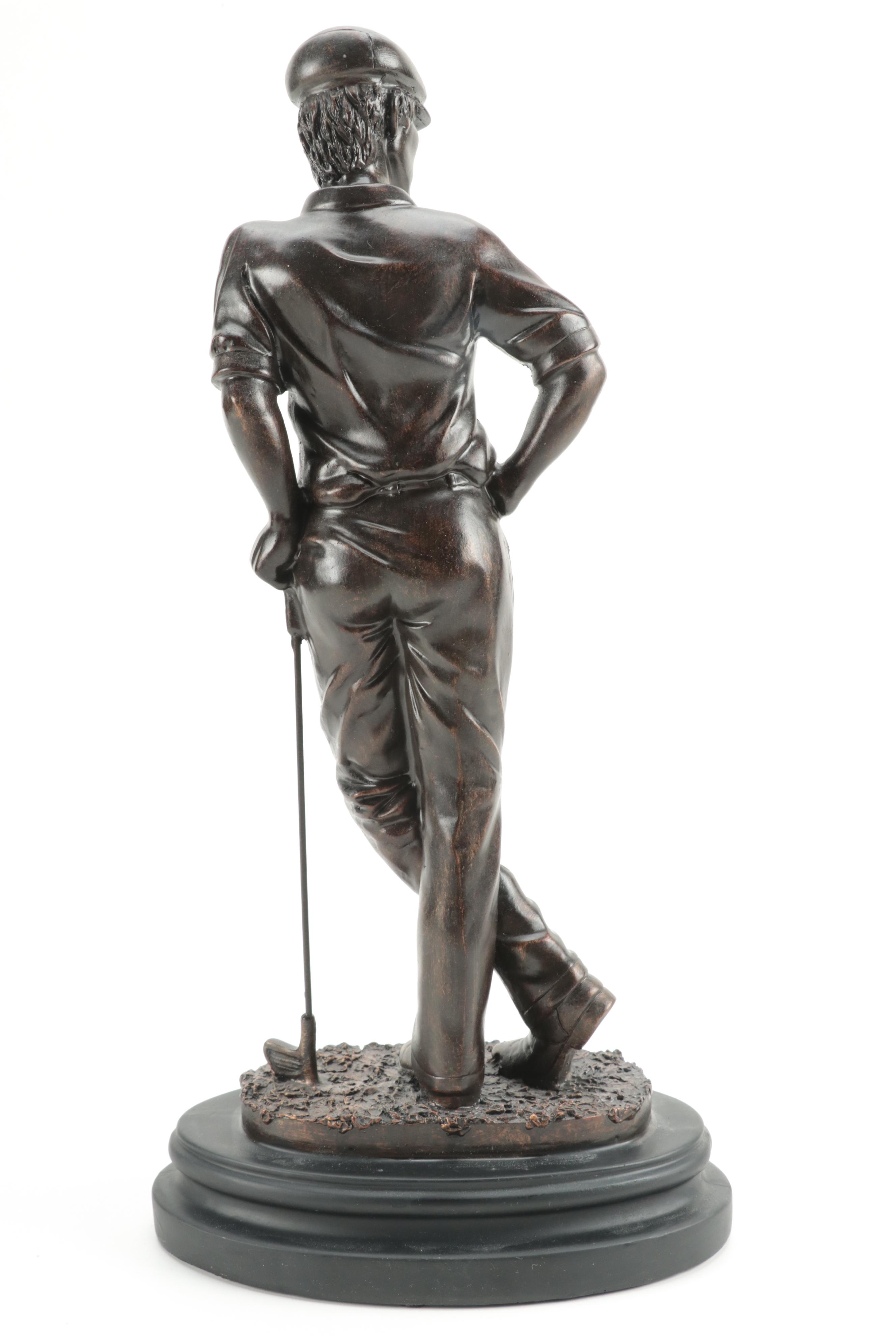 Bronze Finished Resin Figure of Golfer