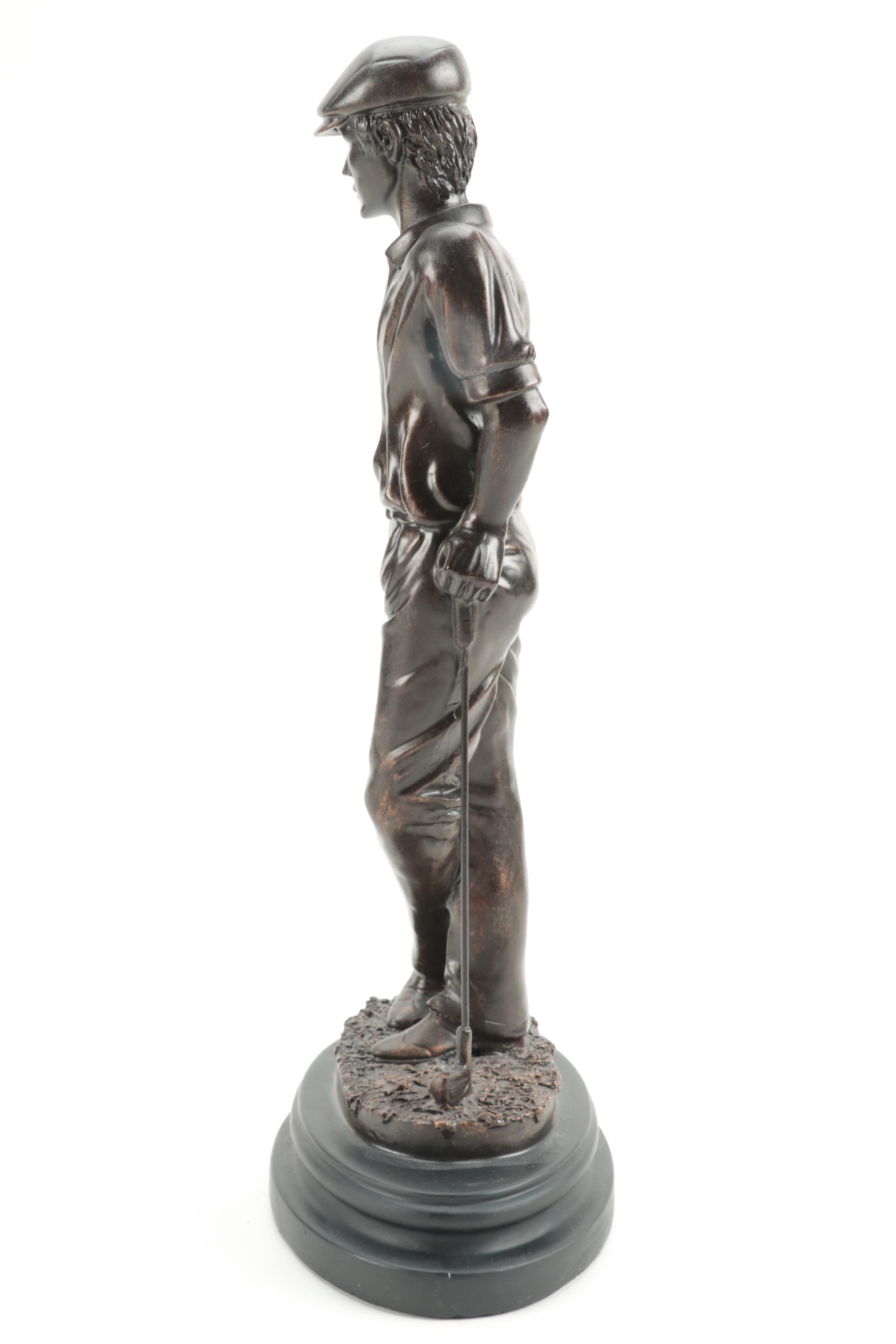 Bronze Finished Resin Figure of Golfer