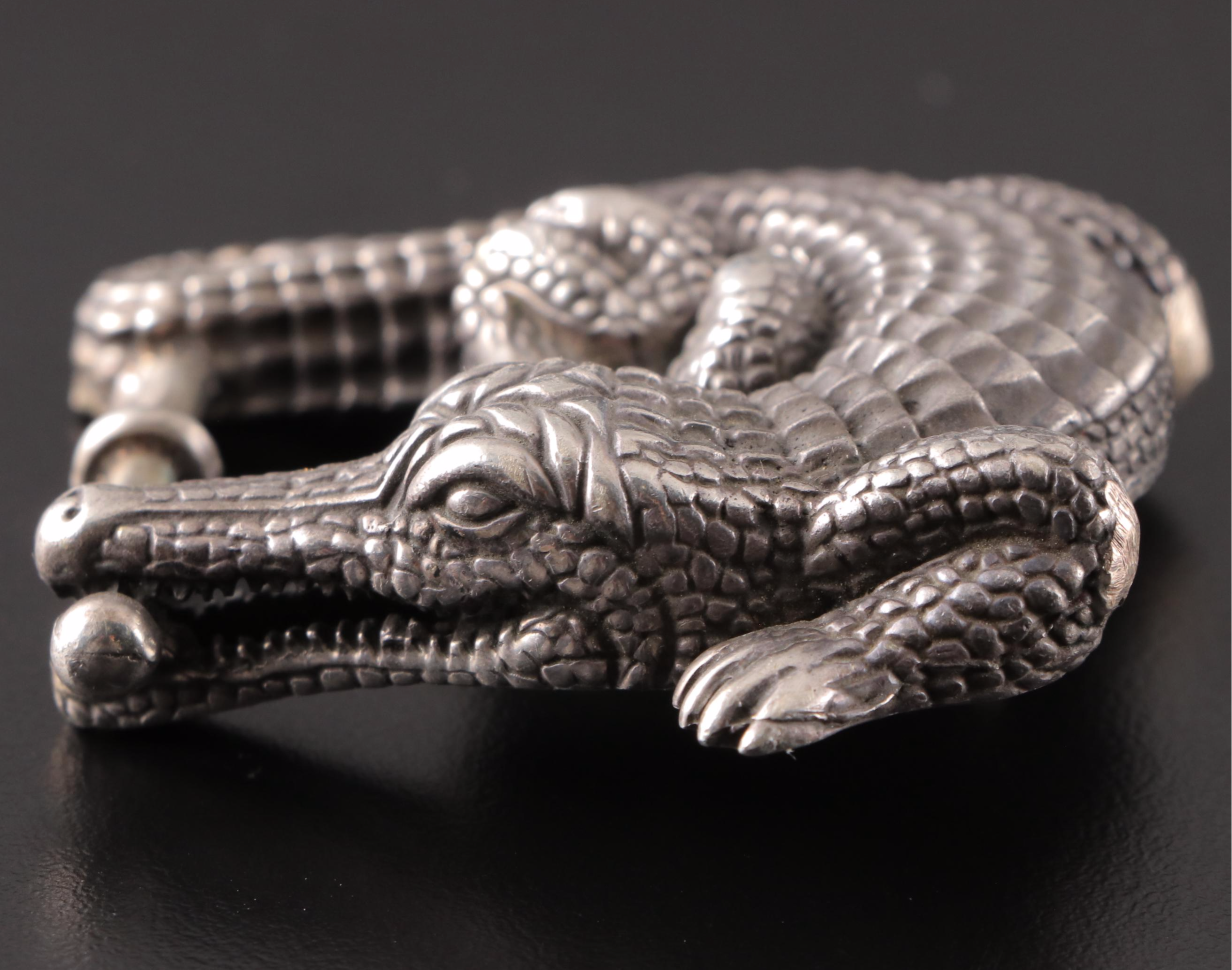 Barry Kieselstein-Cord Sterling Silver Alligator Small Belt Buckle