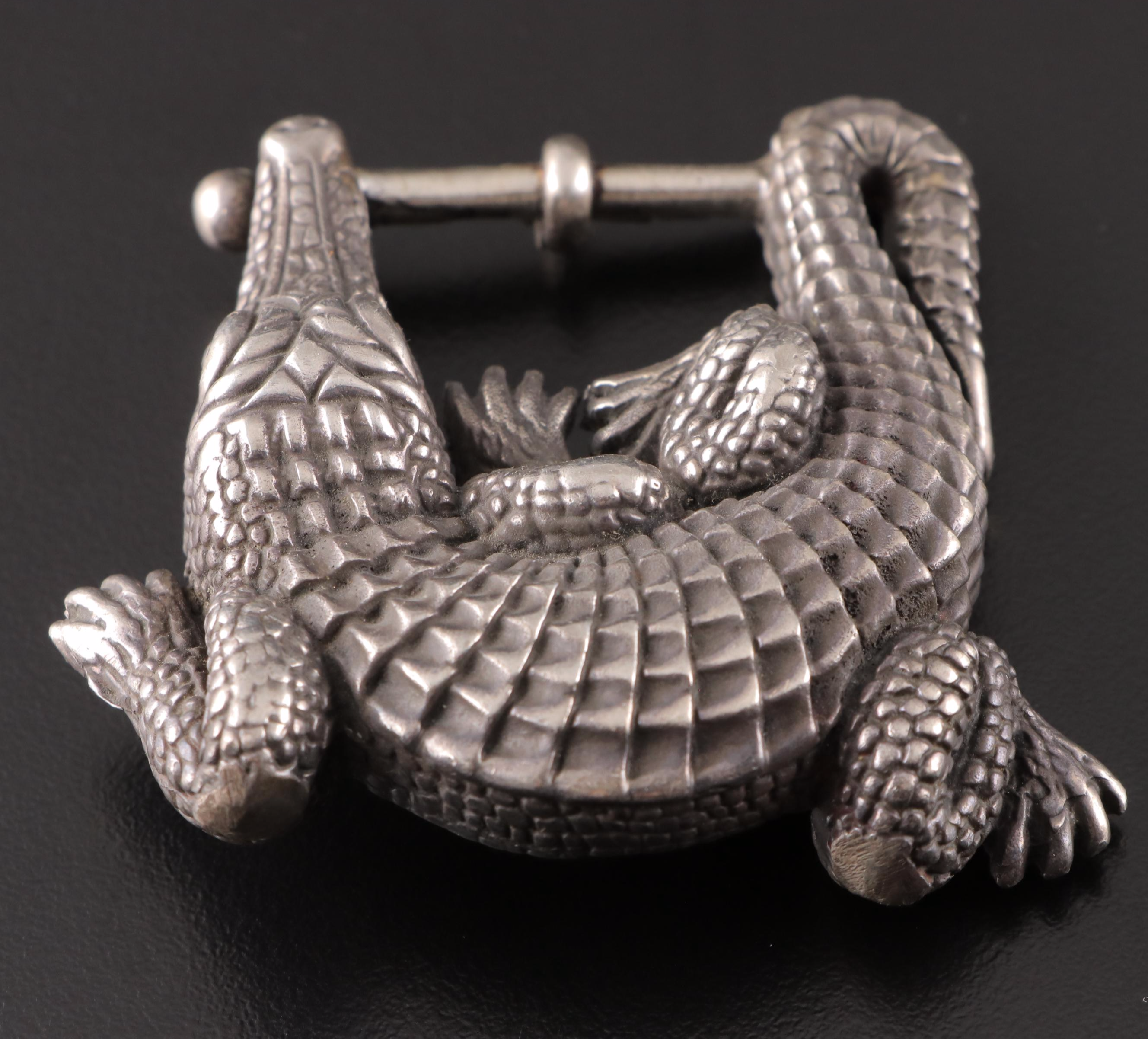 Barry Kieselstein-Cord Sterling Silver Alligator Small Belt Buckle