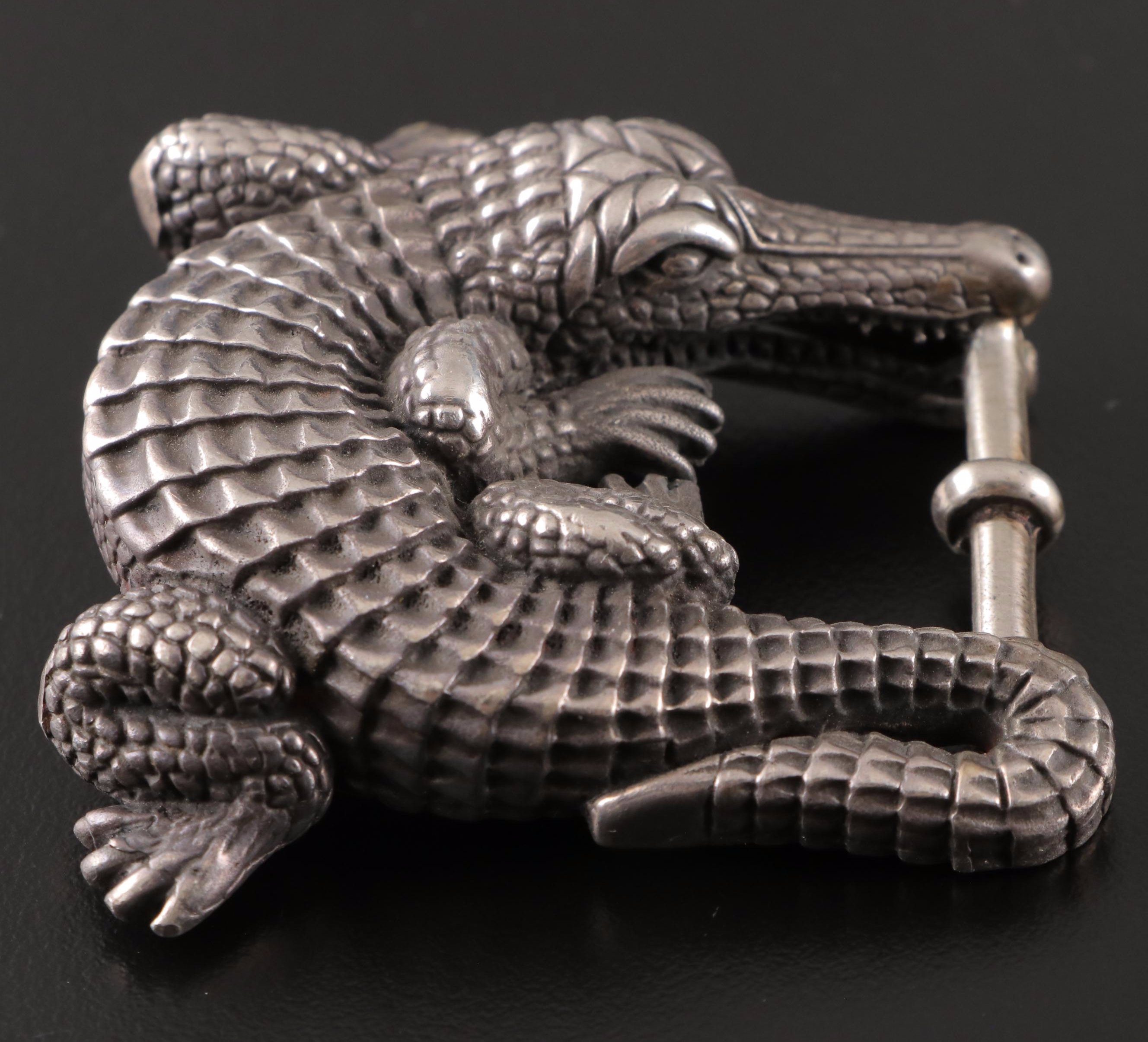 Barry Kieselstein-Cord Sterling Silver Alligator Small Belt Buckle