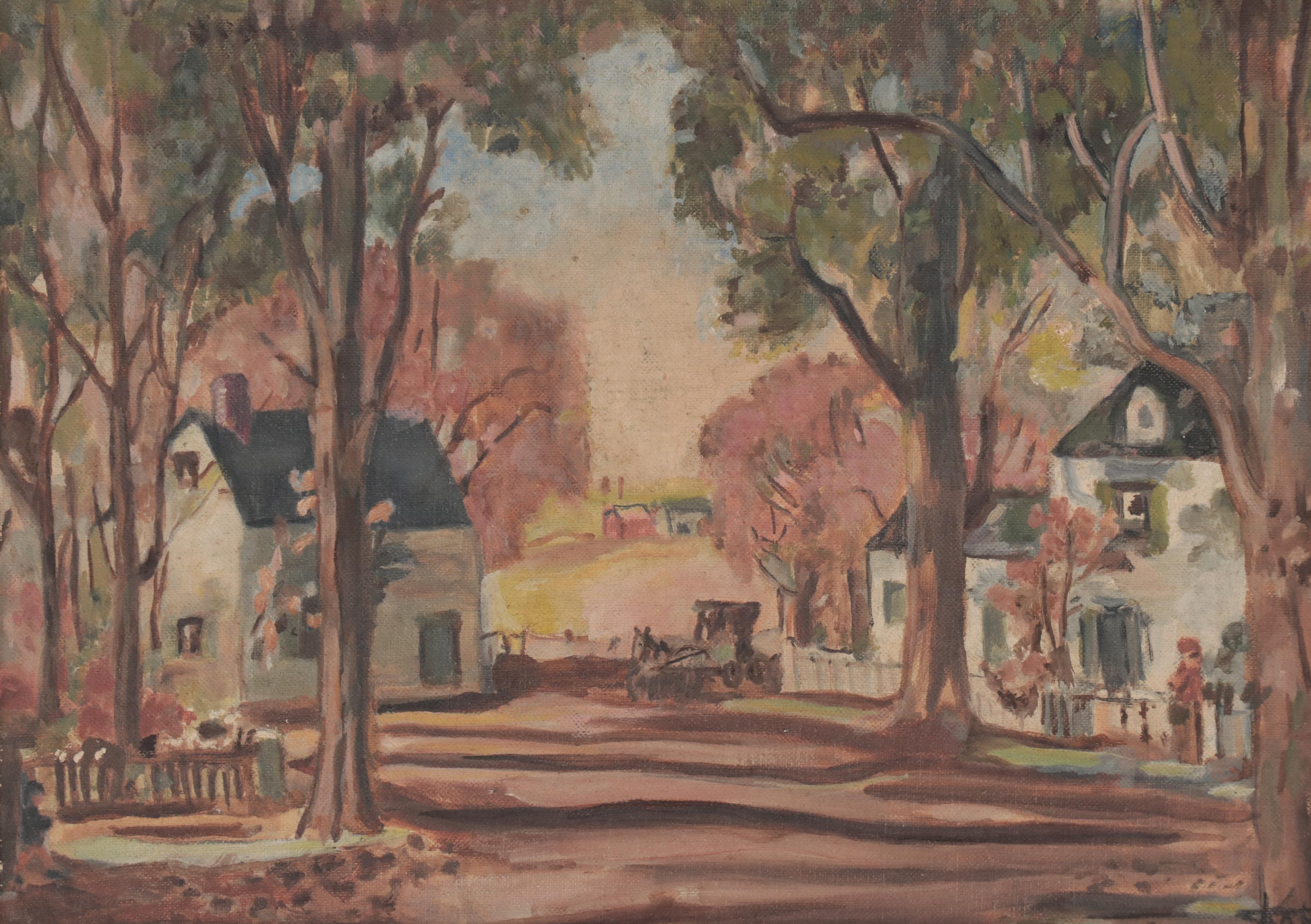 Oil Painting of Village Landscape