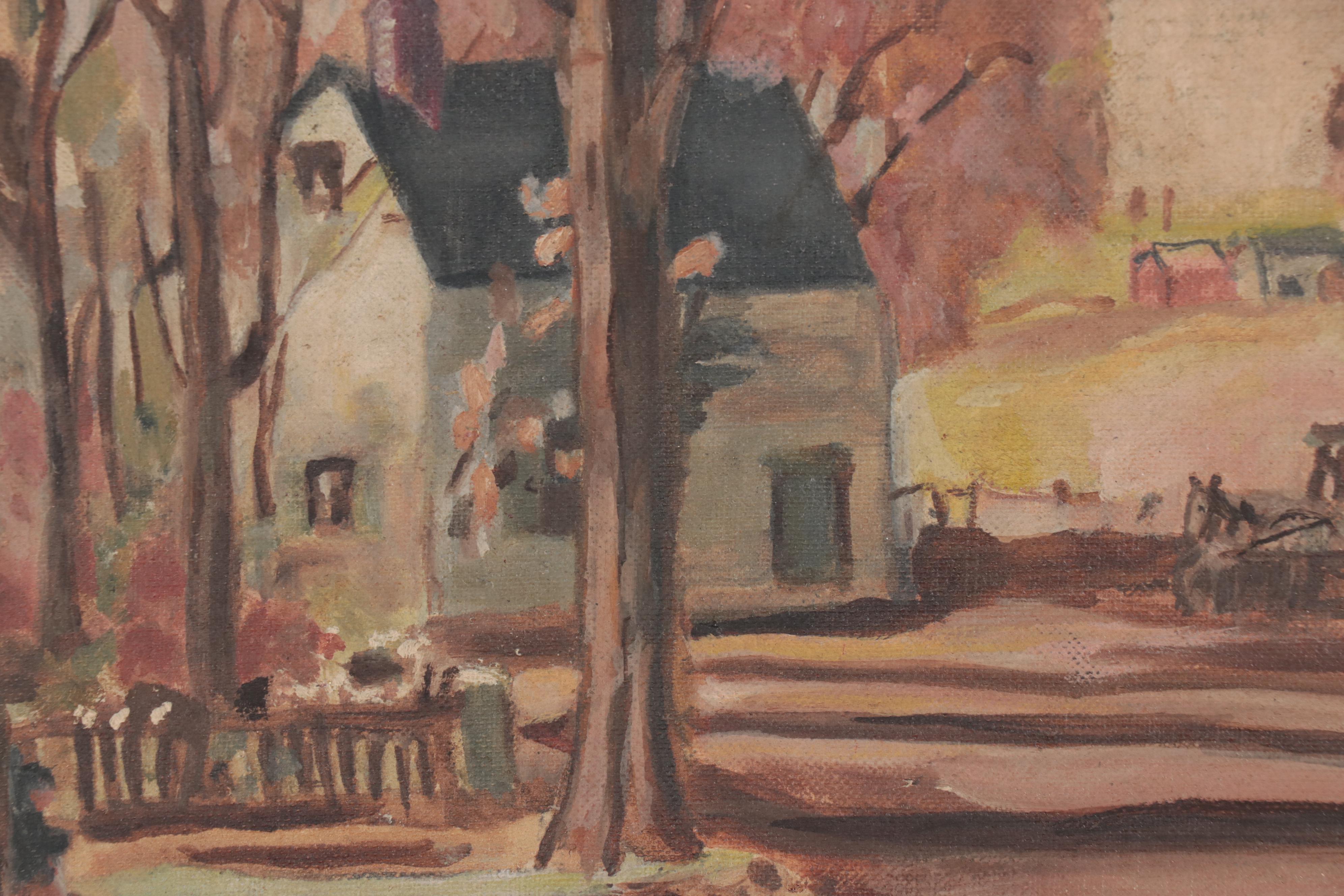 Oil Painting of Village Landscape