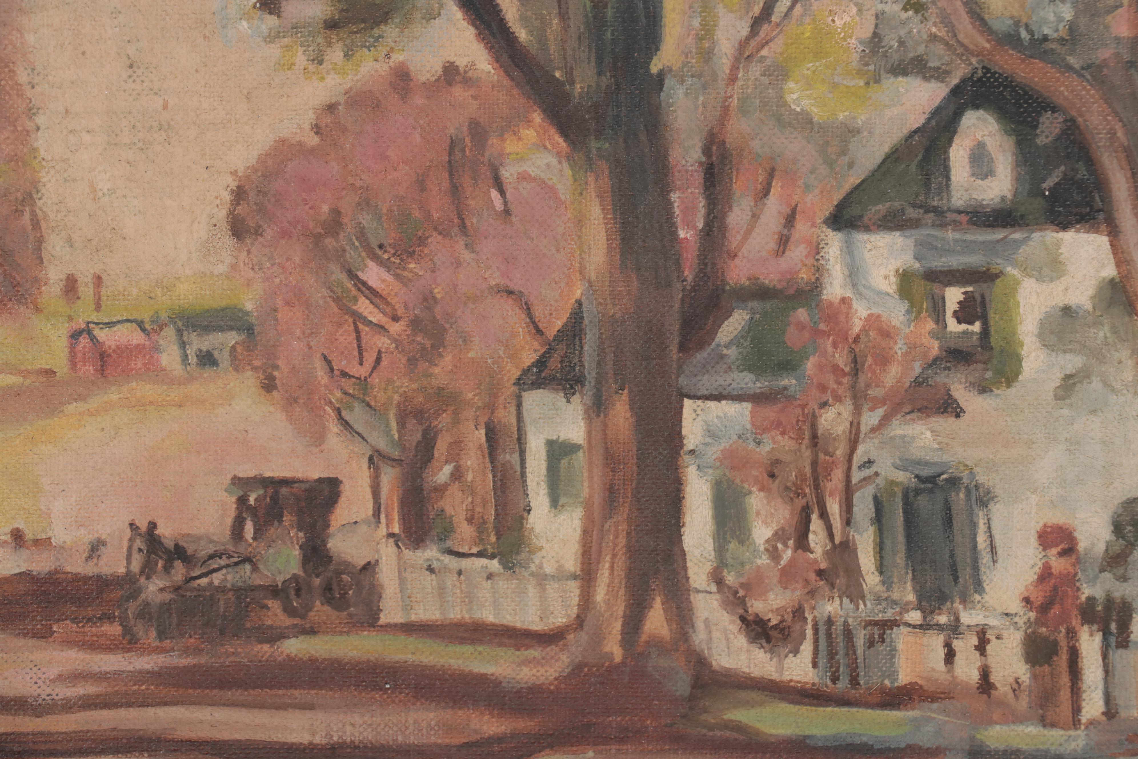 Oil Painting of Village Landscape