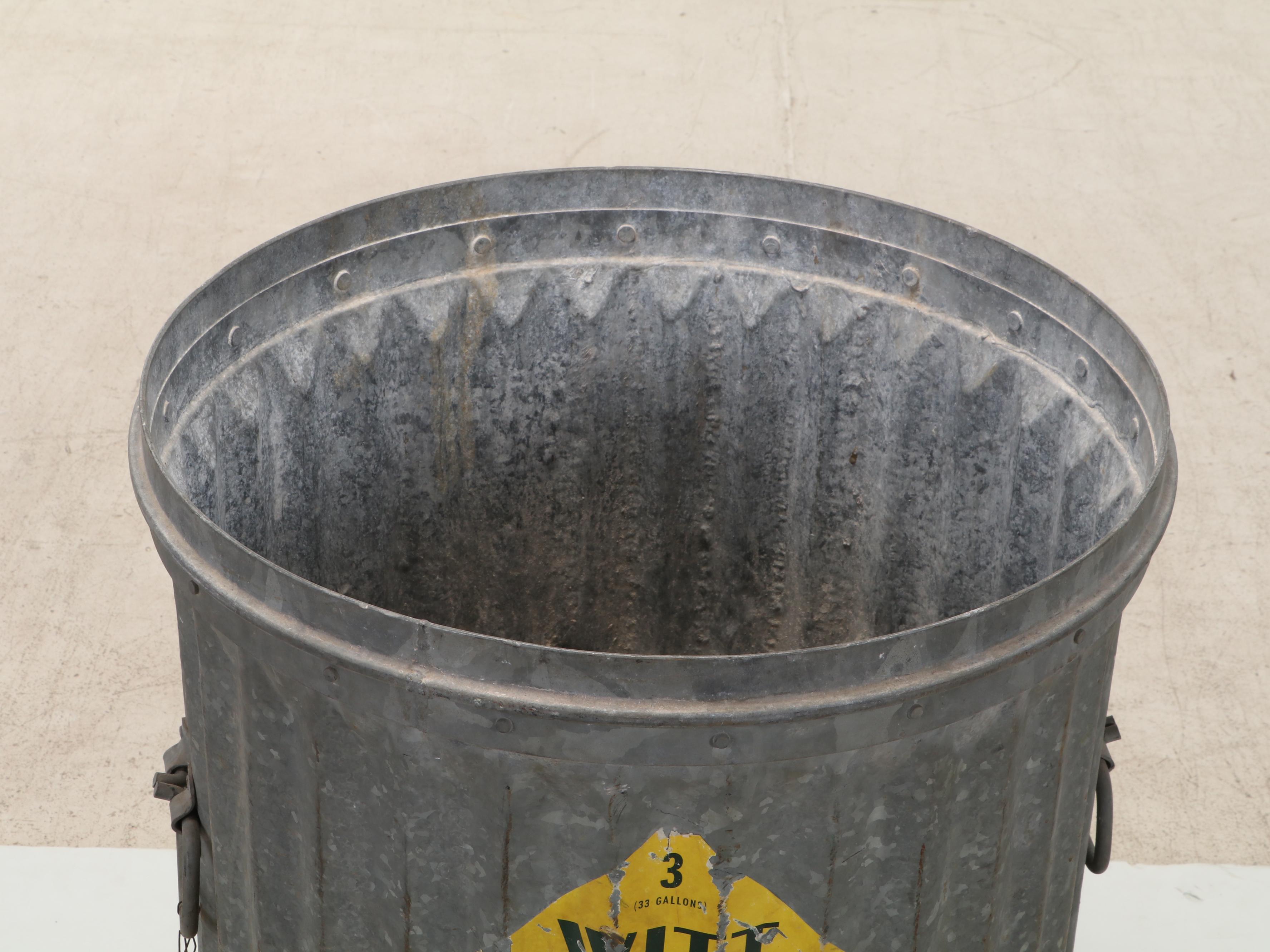 Witt 33 Gallon Galvanized Trash Can, Late 20th Century