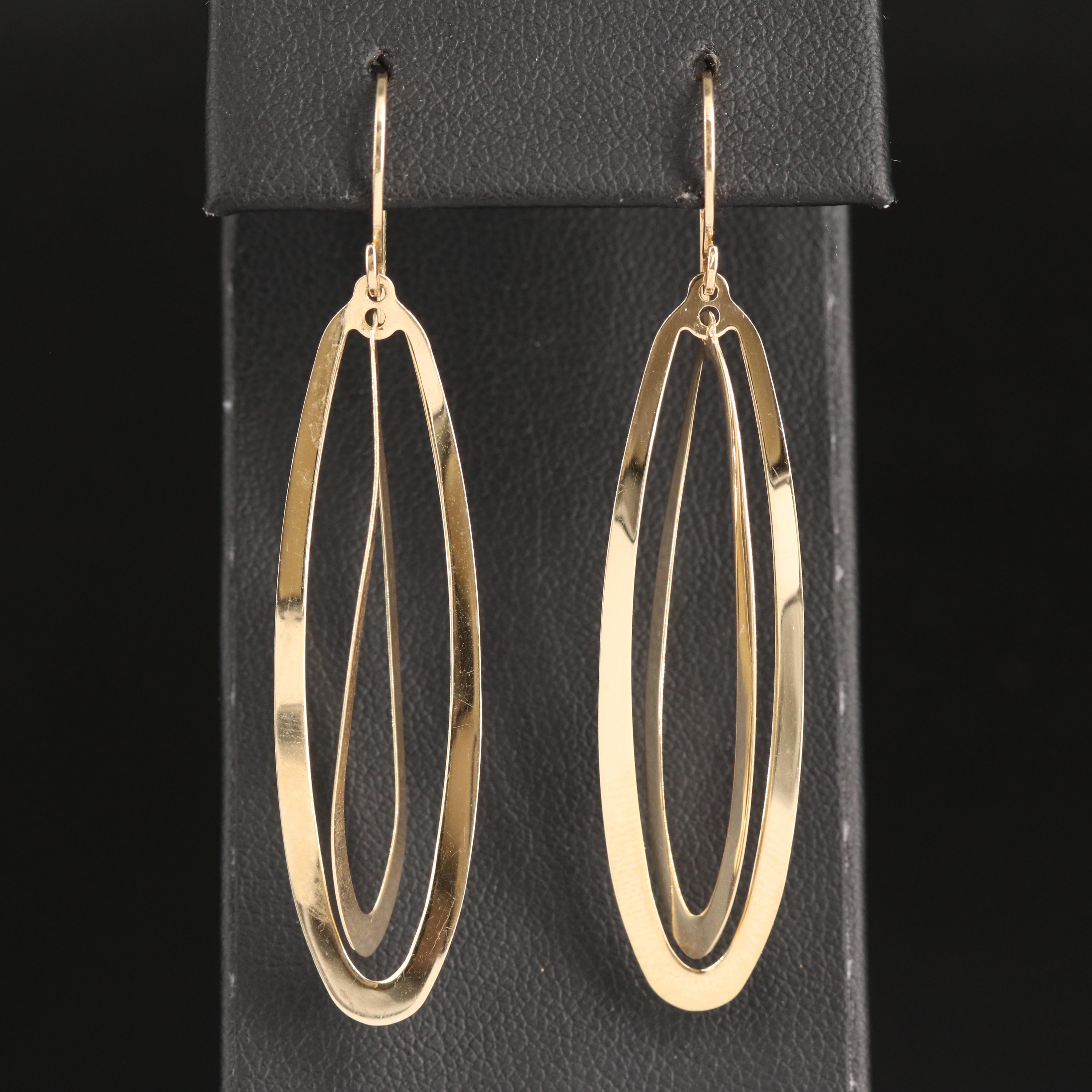 14K Oval Dangle Earrings