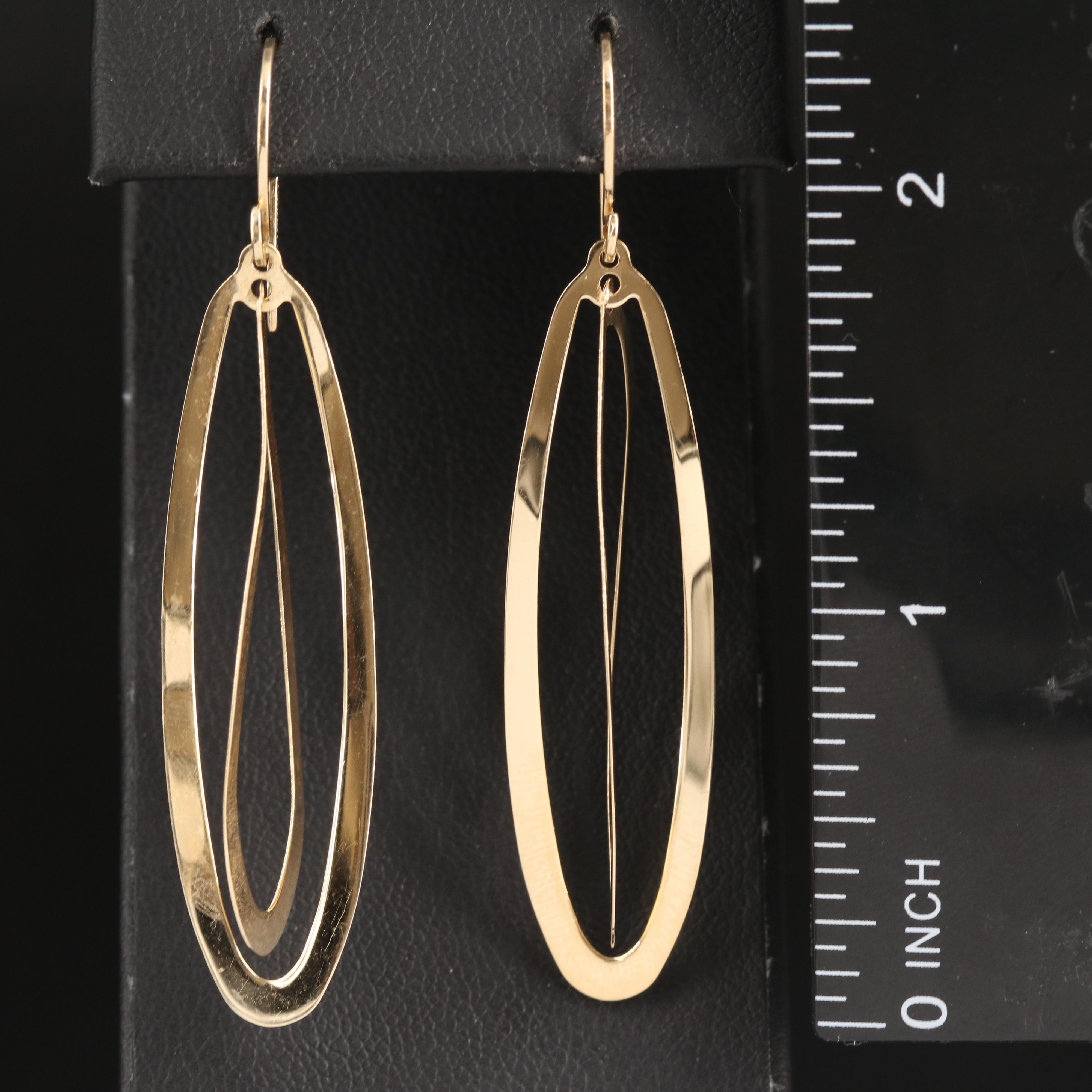 14K Oval Dangle Earrings