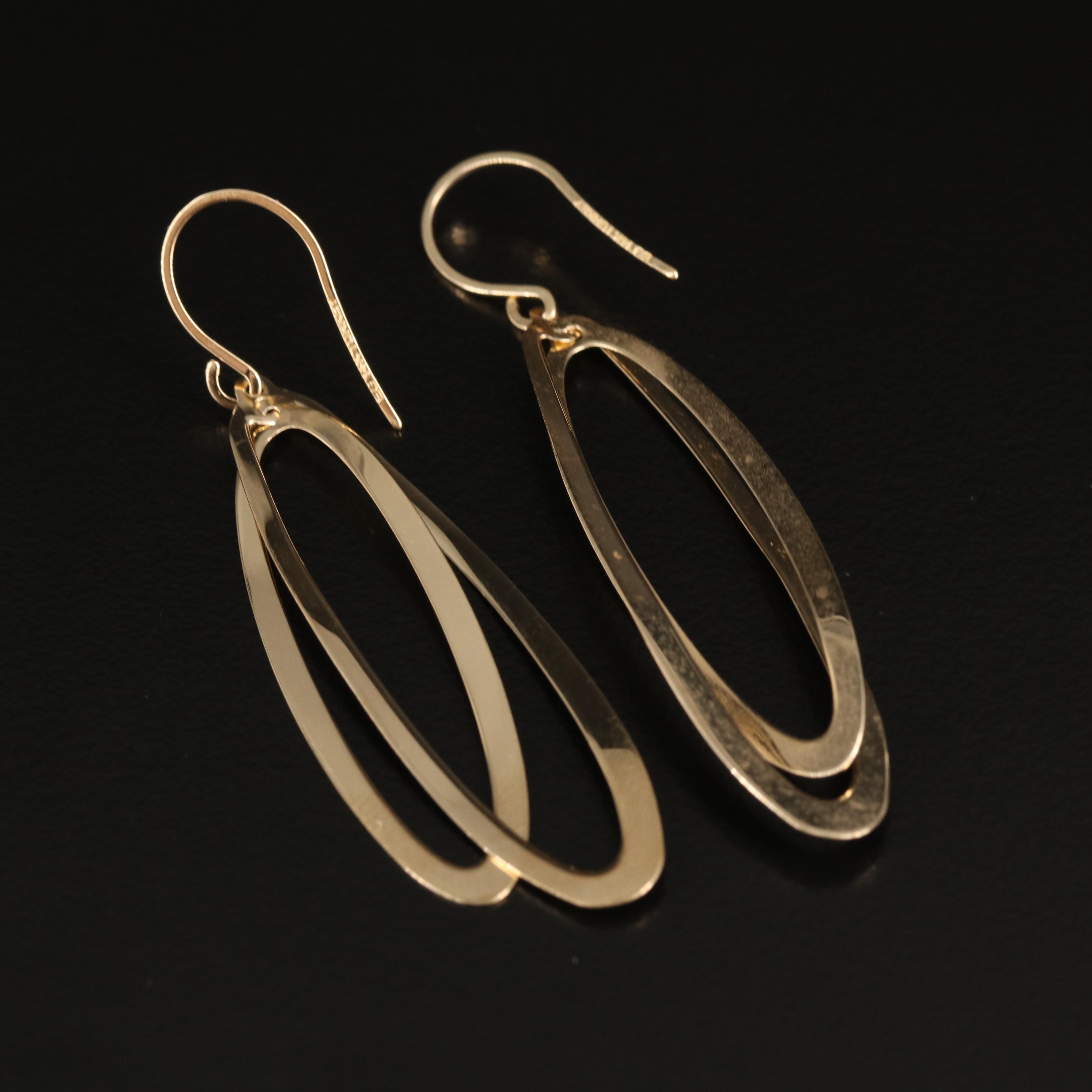 14K Oval Dangle Earrings