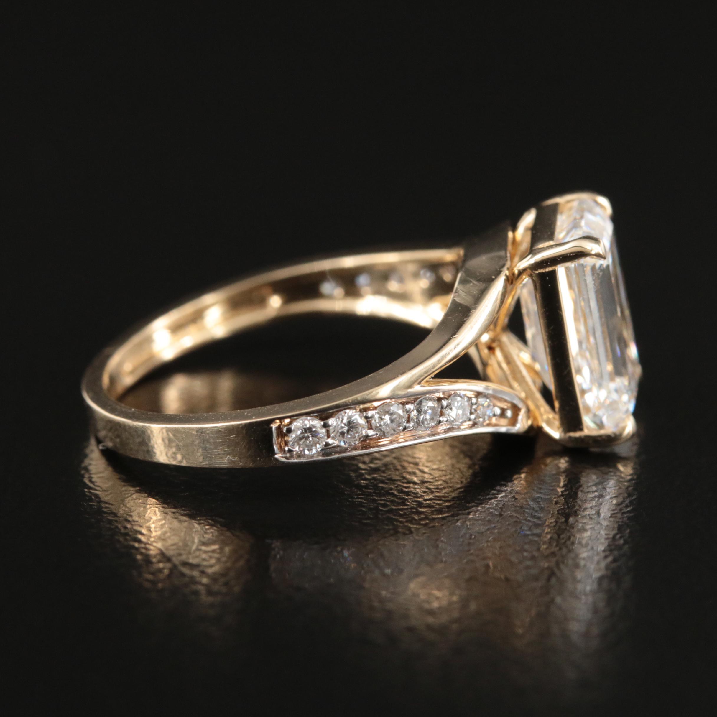 14K 3.21 CTW Lab Grown Diamond Split Shoulder Ring with IGI Report