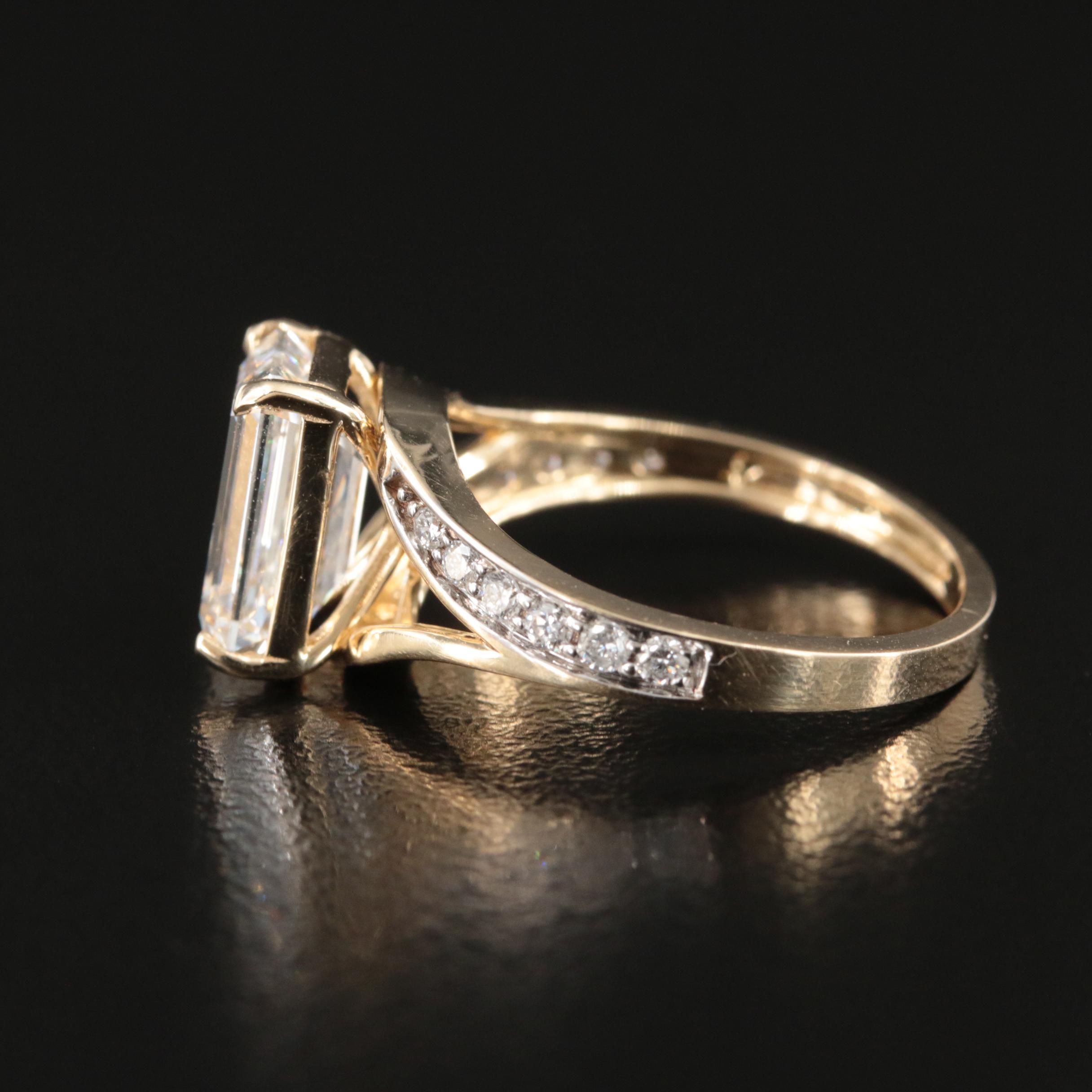 14K 3.21 CTW Lab Grown Diamond Split Shoulder Ring with IGI Report