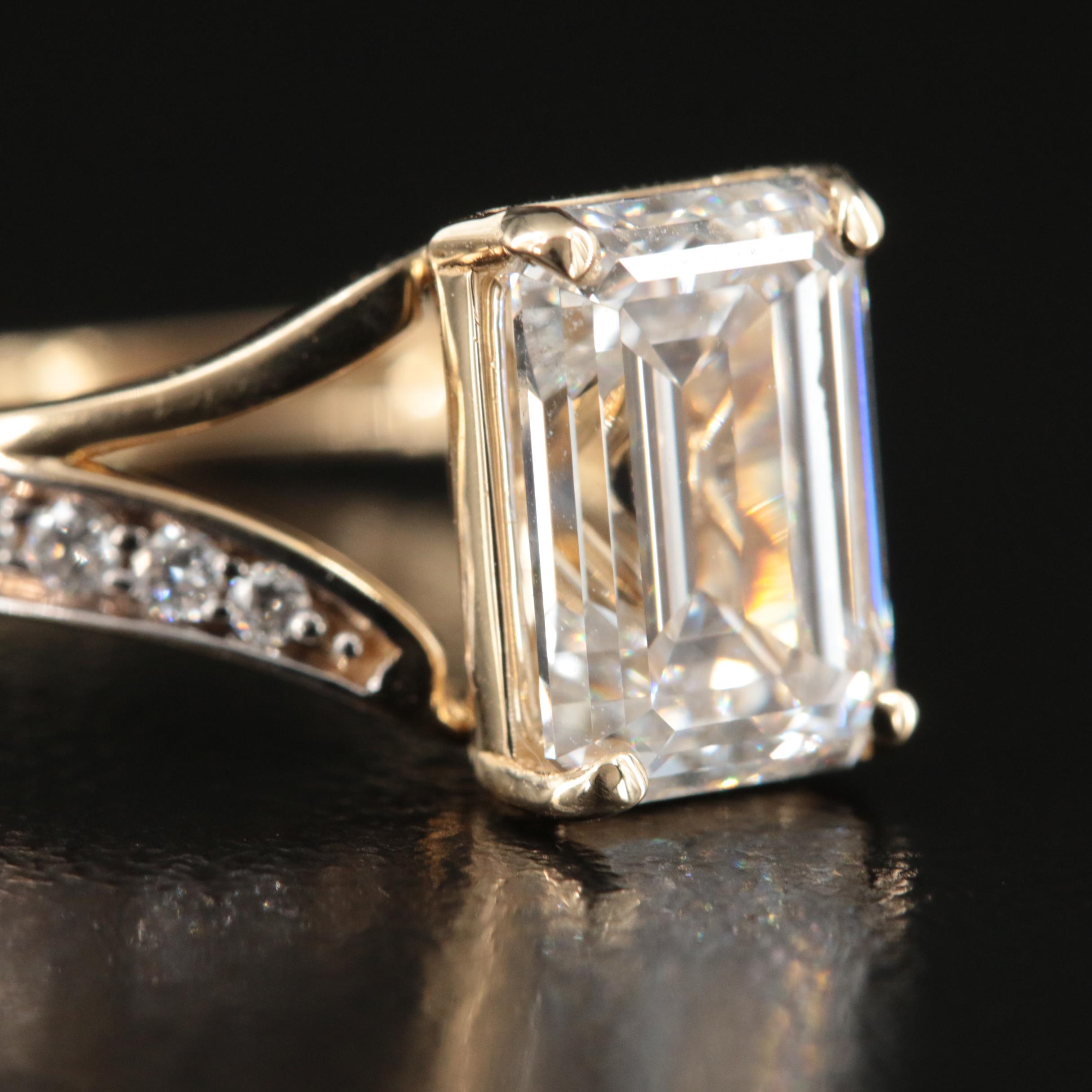 14K 3.21 CTW Lab Grown Diamond Split Shoulder Ring with IGI Report