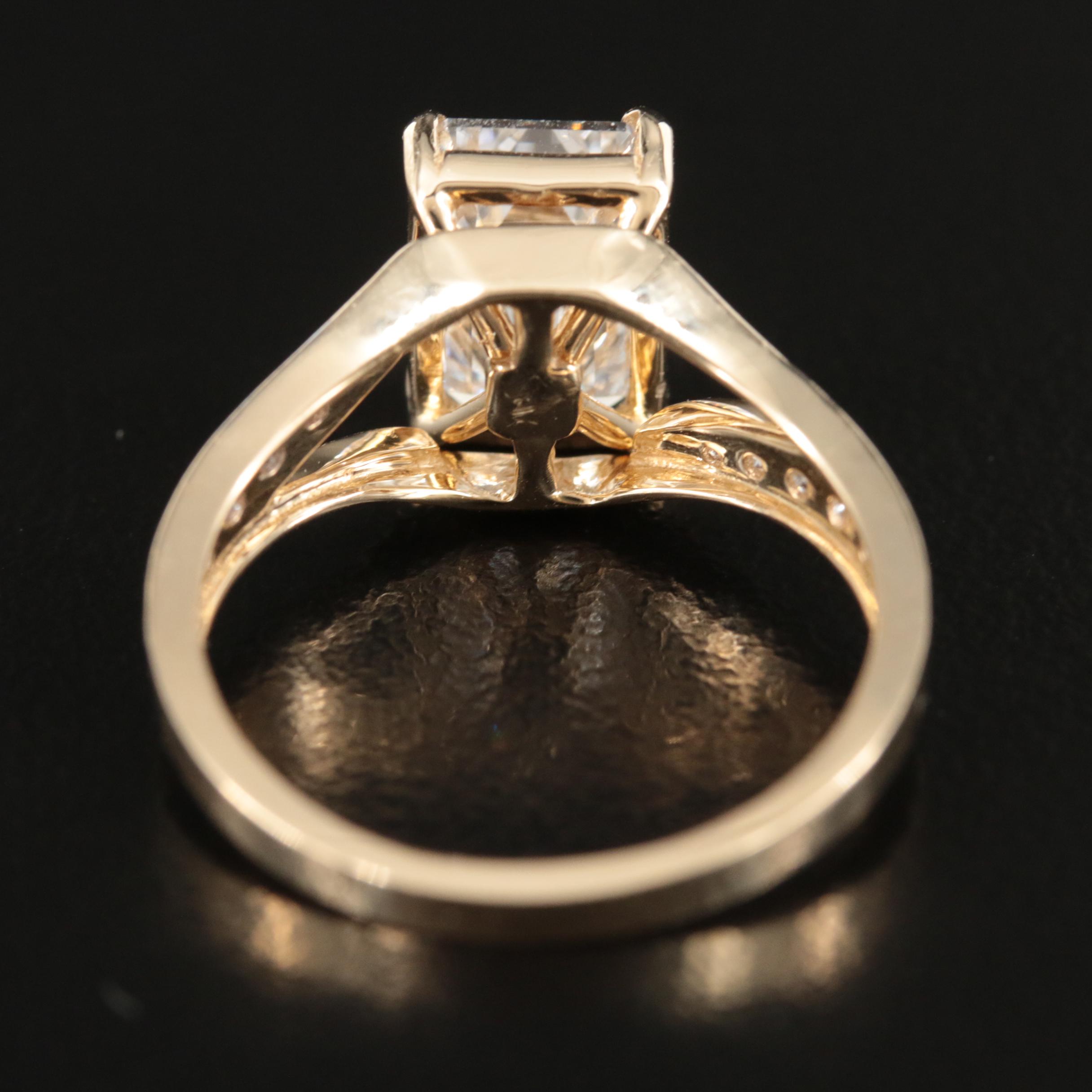 14K 3.21 CTW Lab Grown Diamond Split Shoulder Ring with IGI Report