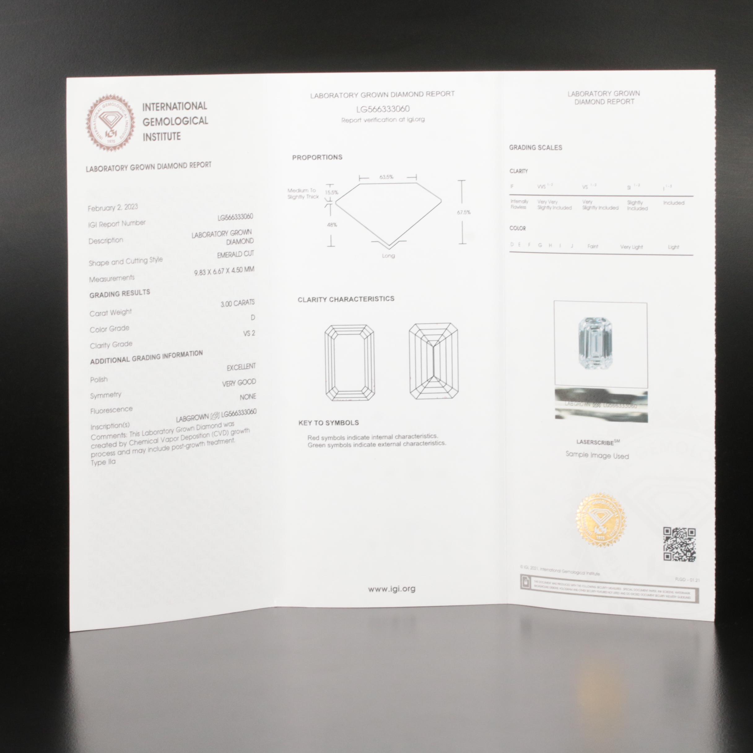 14K 3.21 CTW Lab Grown Diamond Split Shoulder Ring with IGI Report