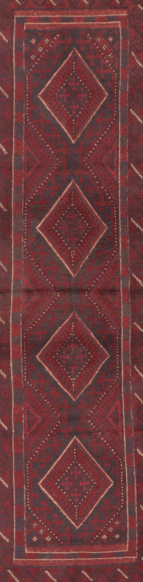 1'11 x 8' Hand-Knotted Afghan Aimaq Carpet Runner