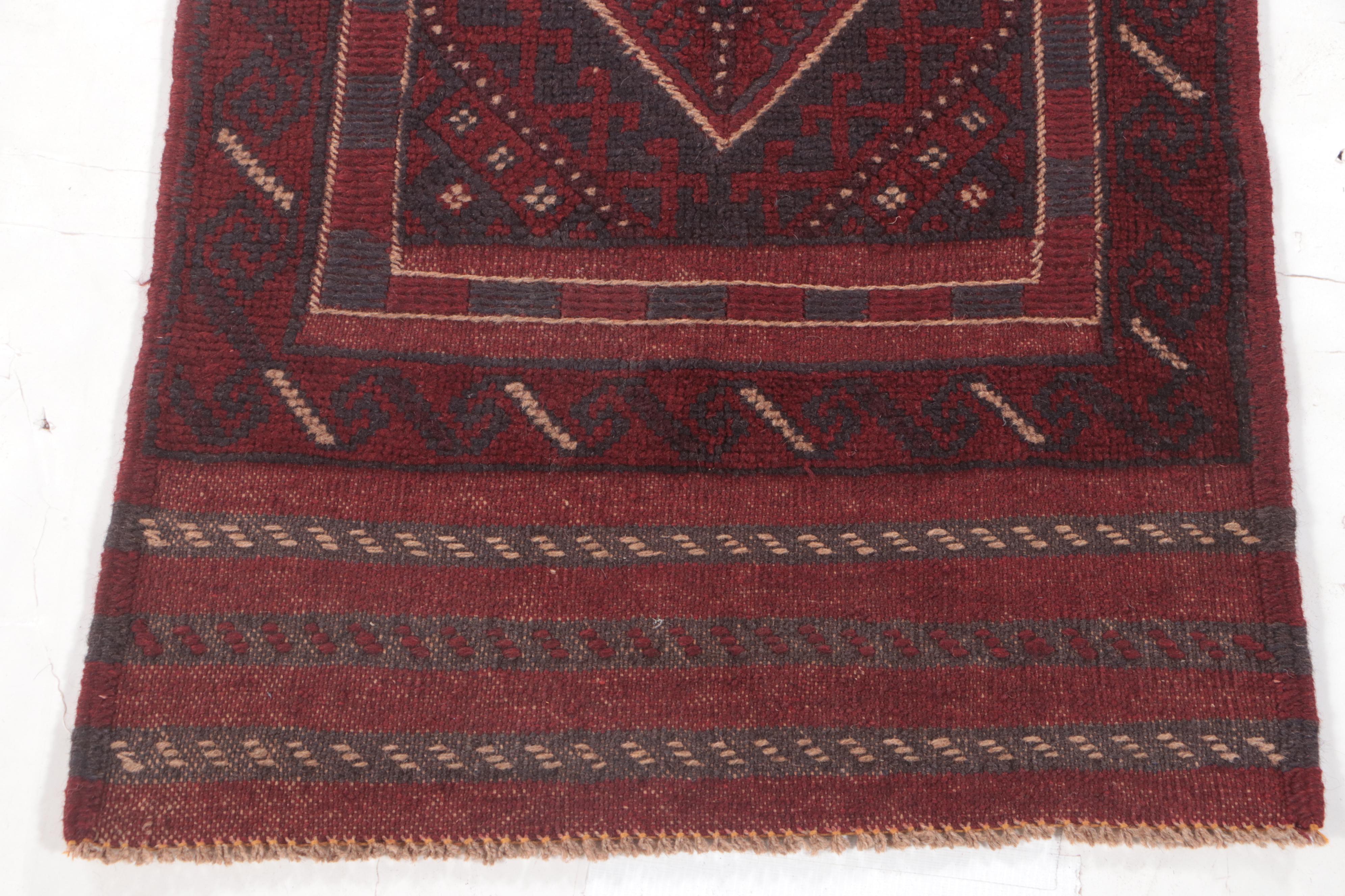 1'11 x 8' Hand-Knotted Afghan Aimaq Carpet Runner