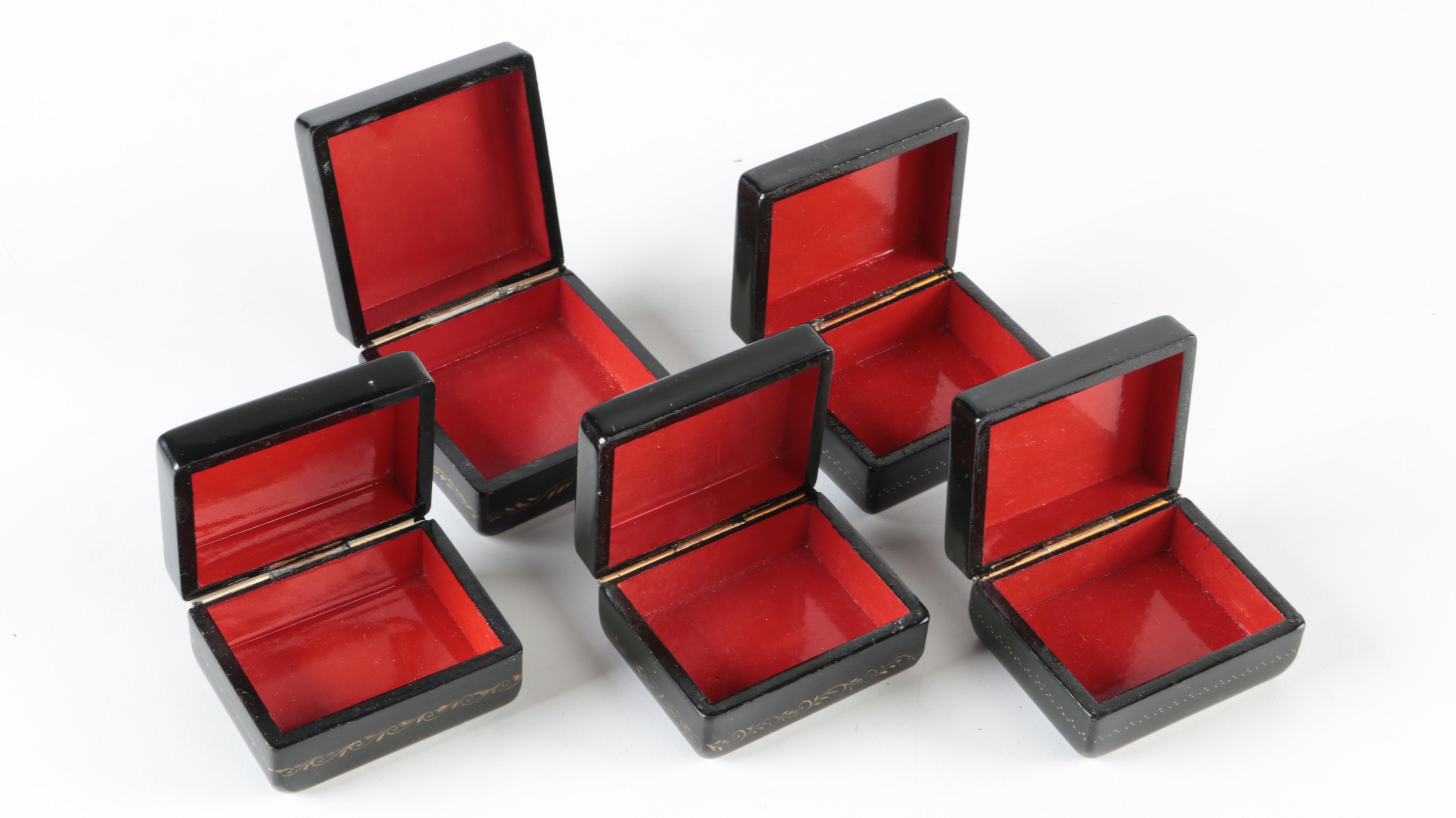 Russian Palekh Hand-Painted Folktale Lacquerware Boxes