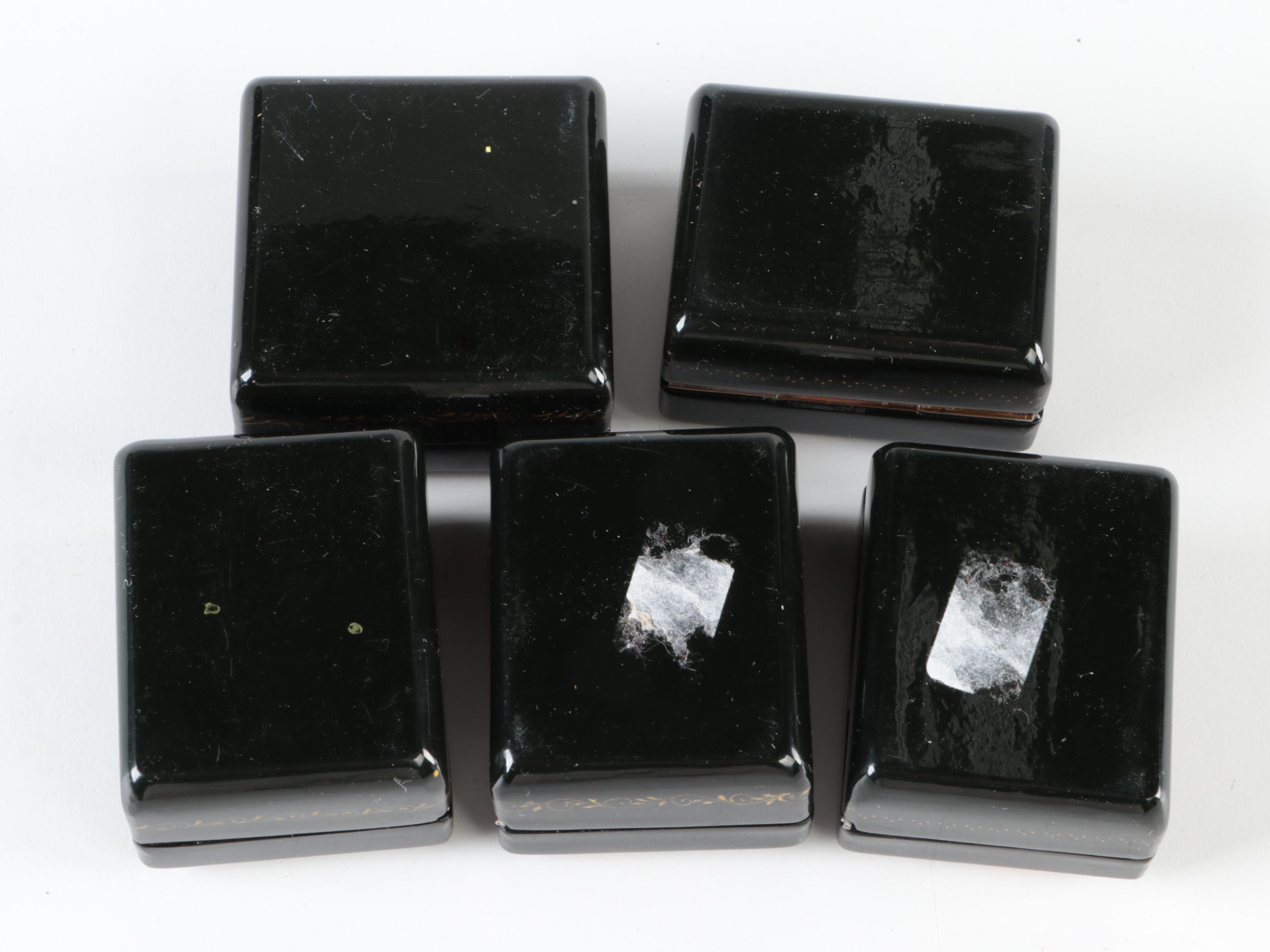 Russian Palekh Hand-Painted Folktale Lacquerware Boxes