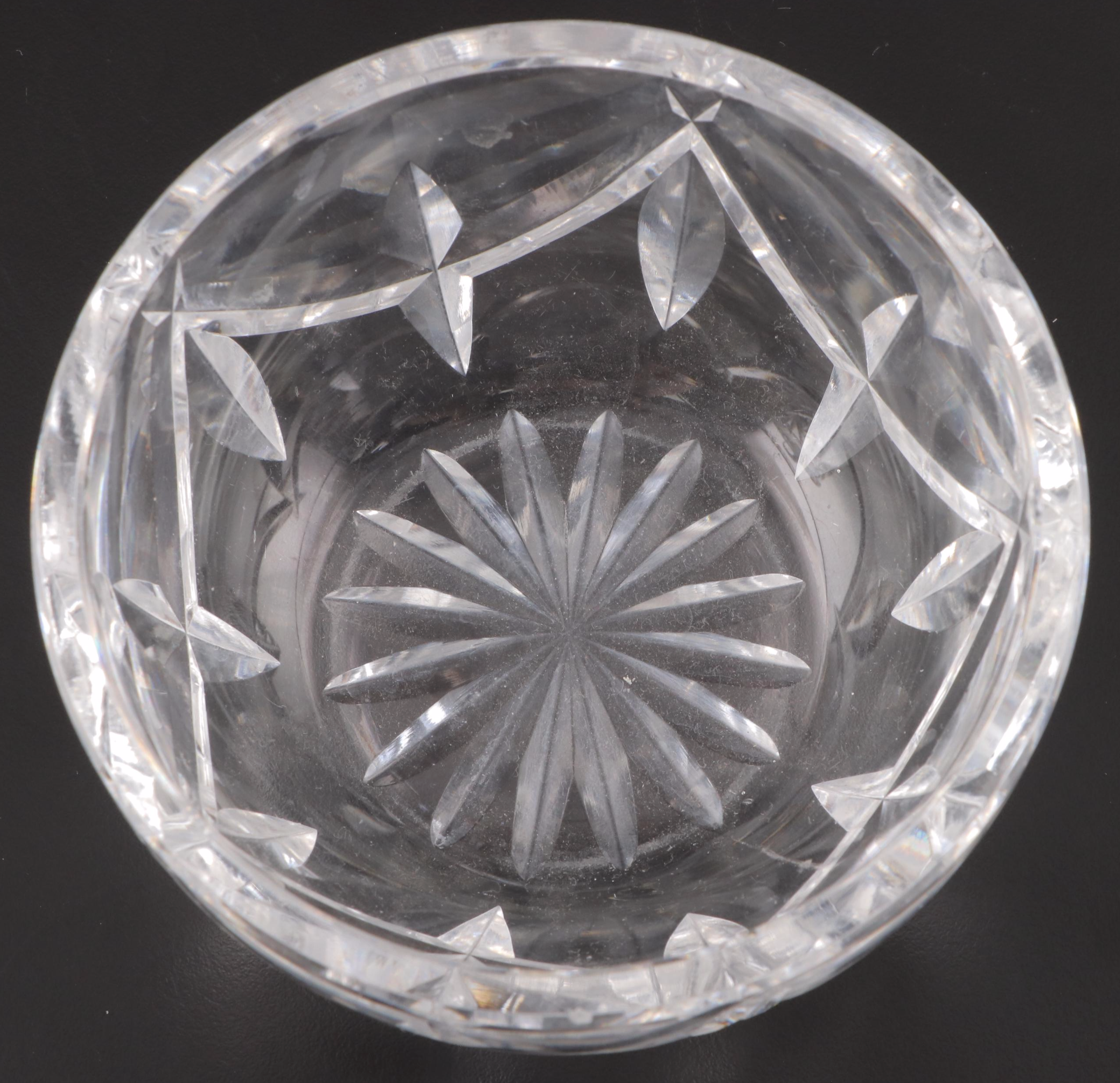 EAPG Bead and Diamond Cake Stand with Crystal Lidded Jar and Bowl