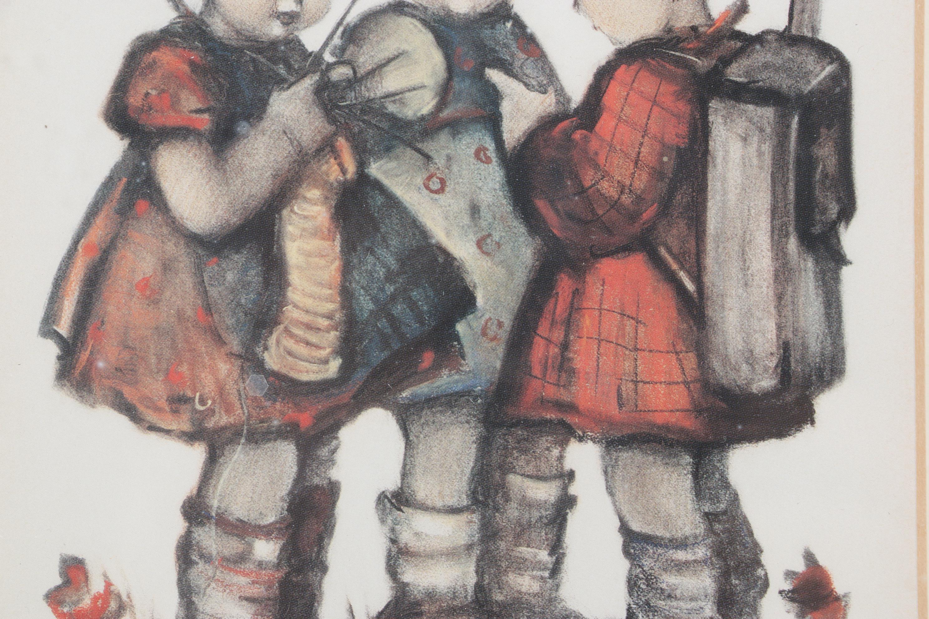 Goebel Hummel Porcelain Figurines and Framed Wall Hanging