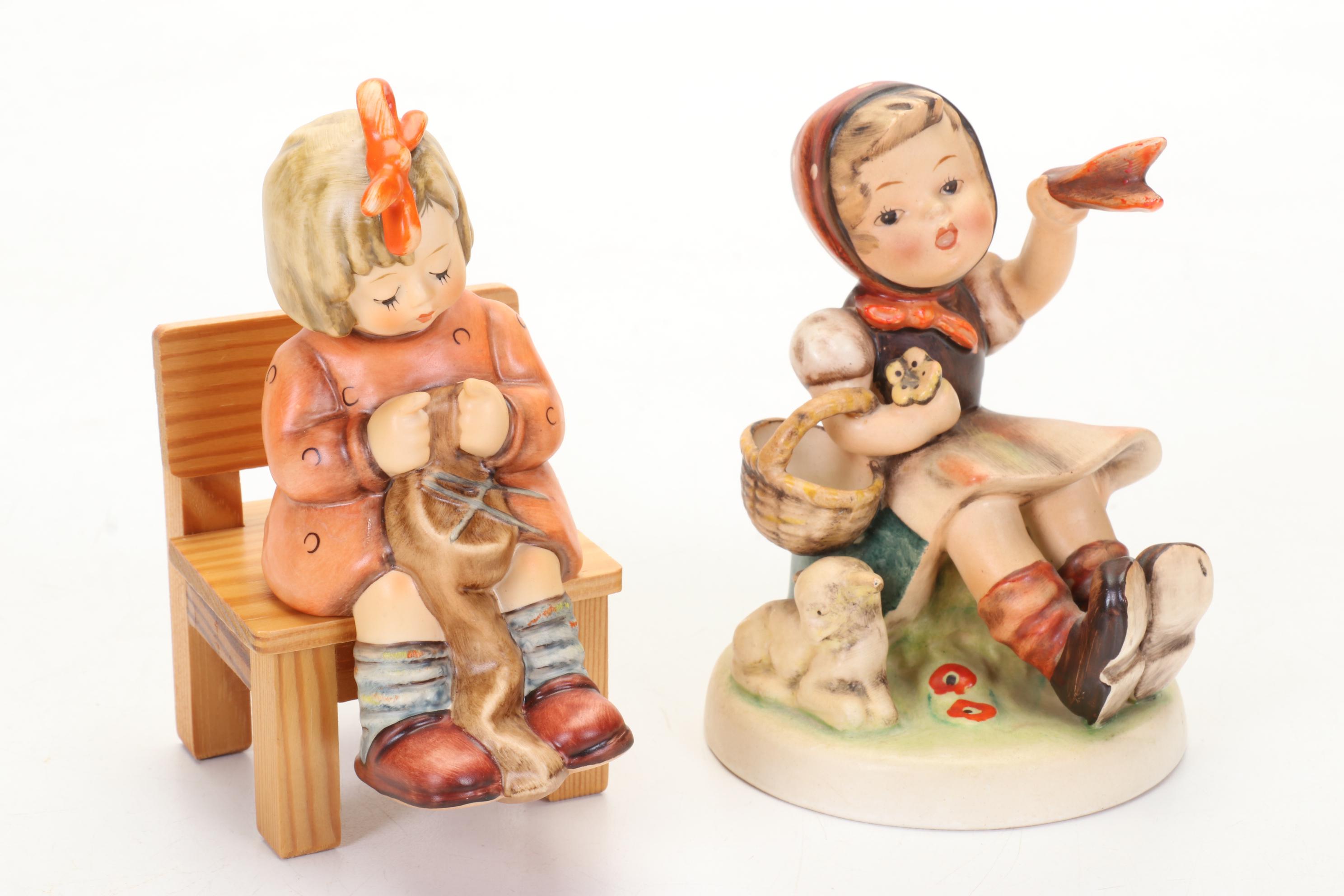 Goebel Hummel Porcelain Figurines and Framed Wall Hanging