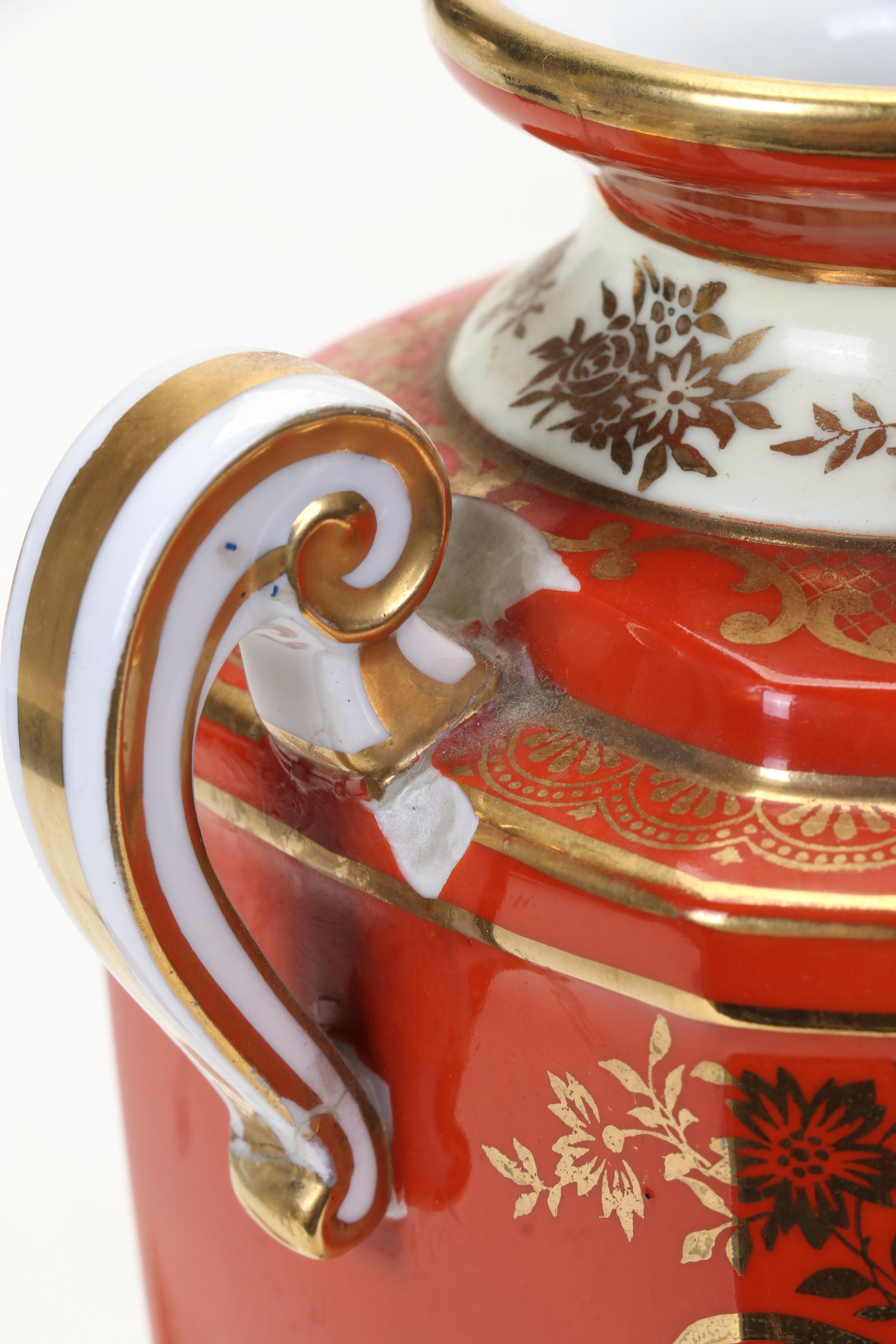 Pair of Noritake Morimura Brothers Hand-Painted Porcelain Urns, Early-Mid 20th C