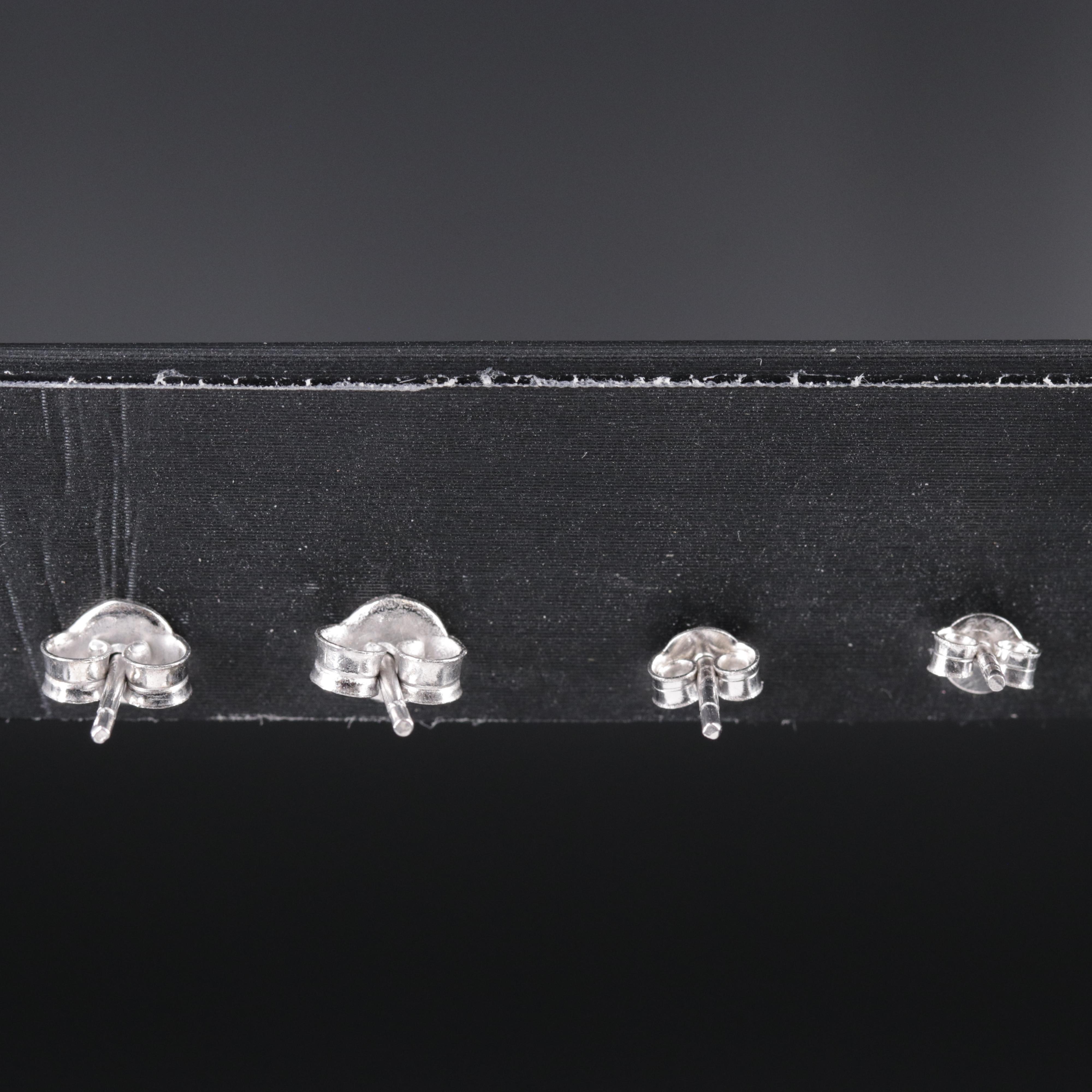 Sterling Silver Stud Earring Duo Including Emerald and Topaz