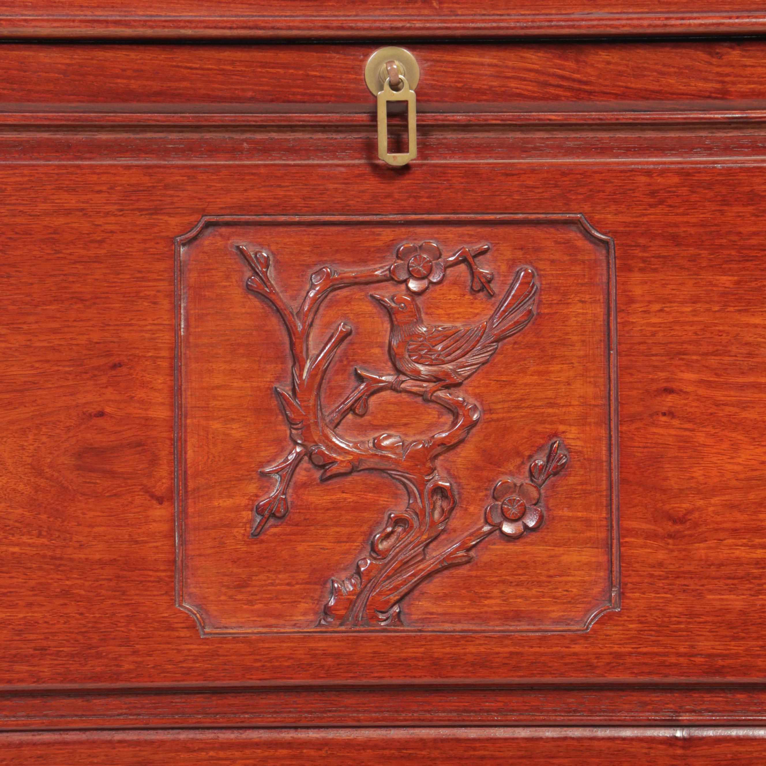 Chinese Carved Hardwood Dry Bar Cabinet