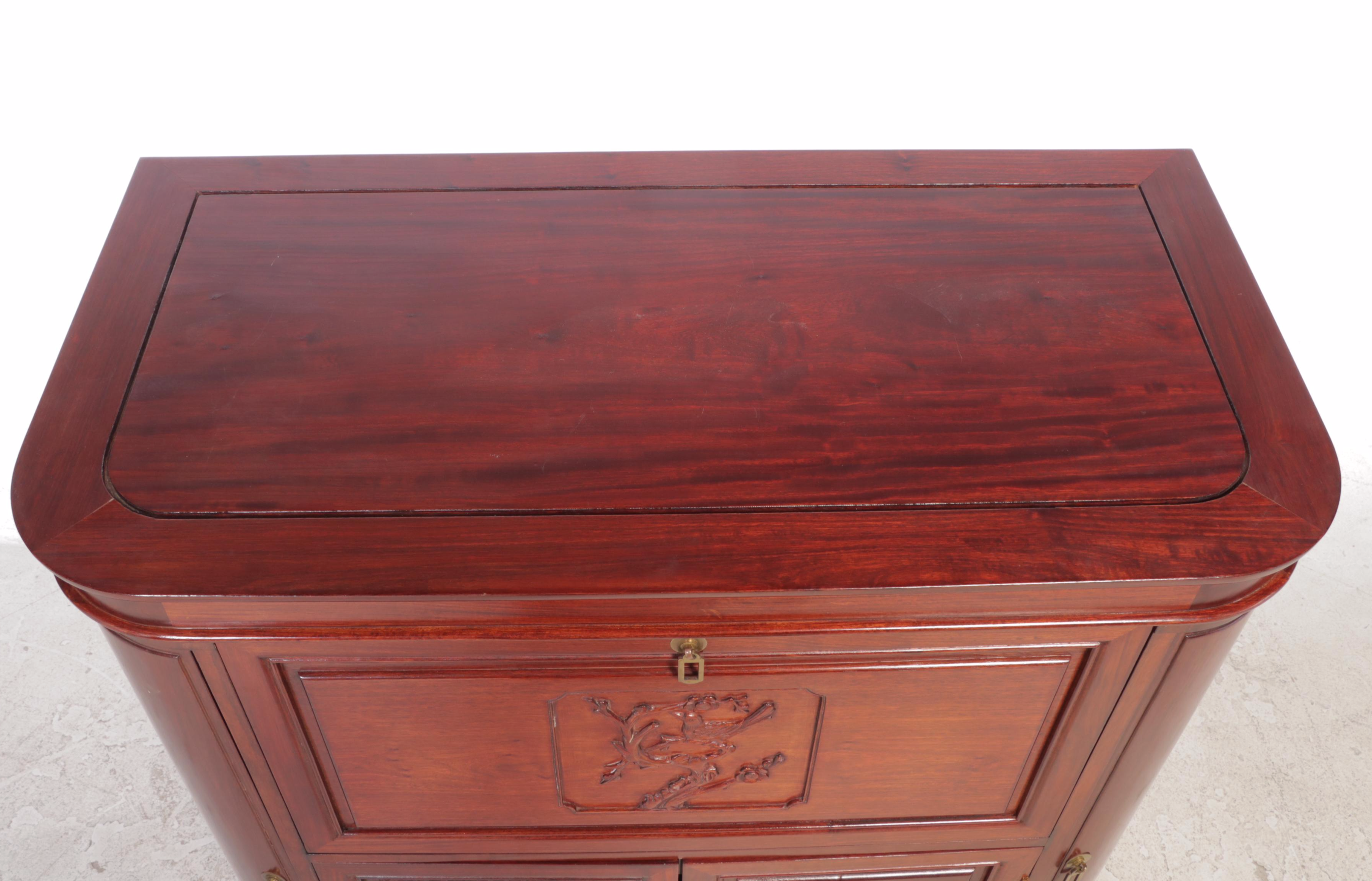 Chinese Carved Hardwood Dry Bar Cabinet