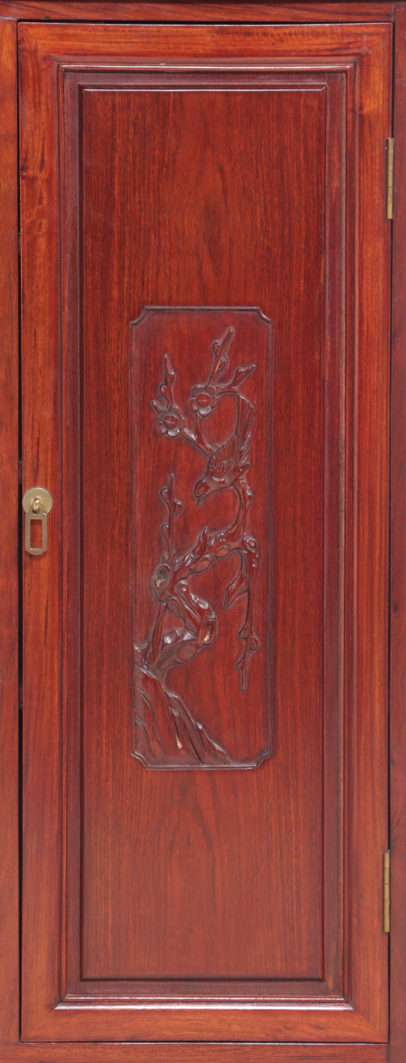Chinese Carved Hardwood Dry Bar Cabinet