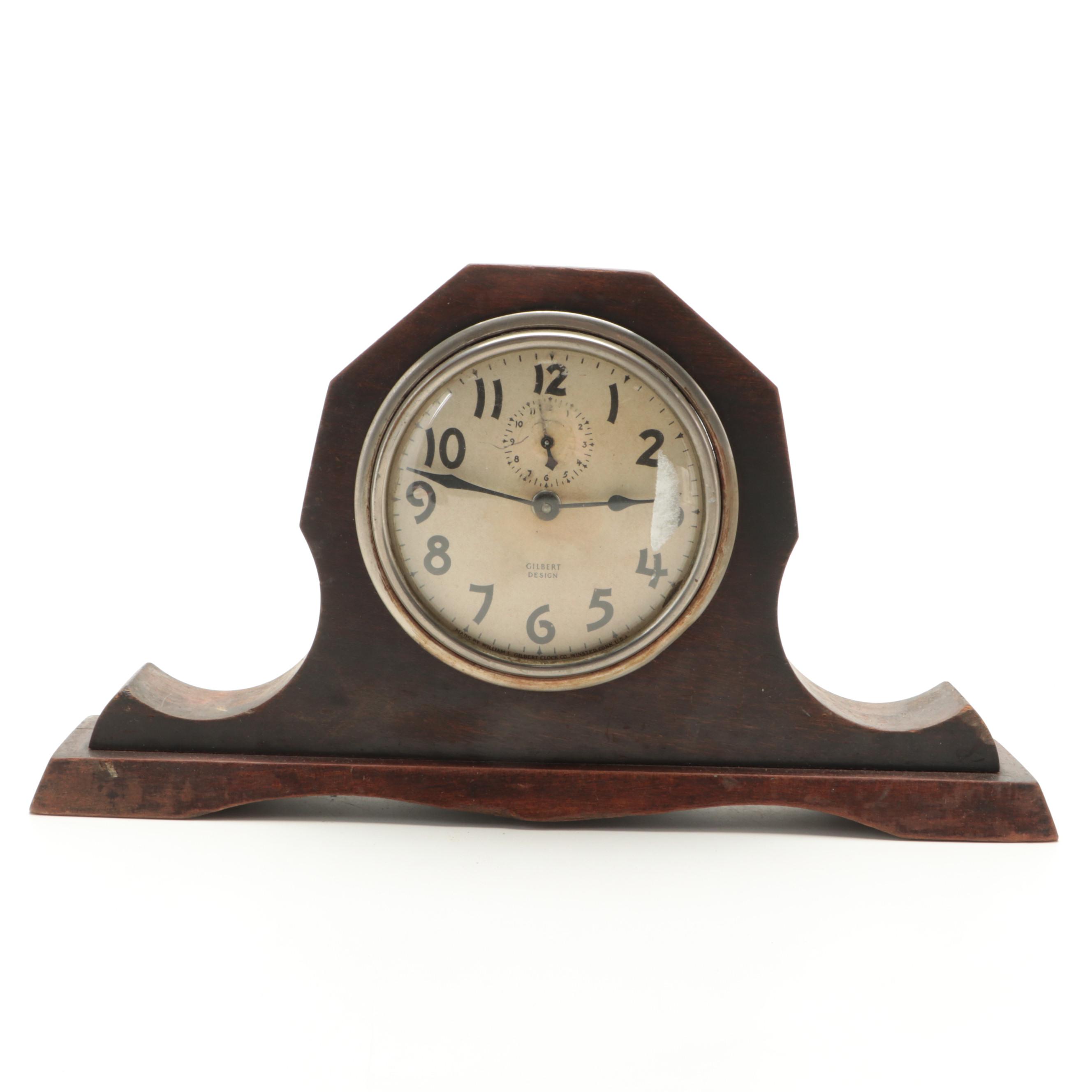 Gilbert Tambour Mantel Clock with Other Victorian Carved Wooden Clock