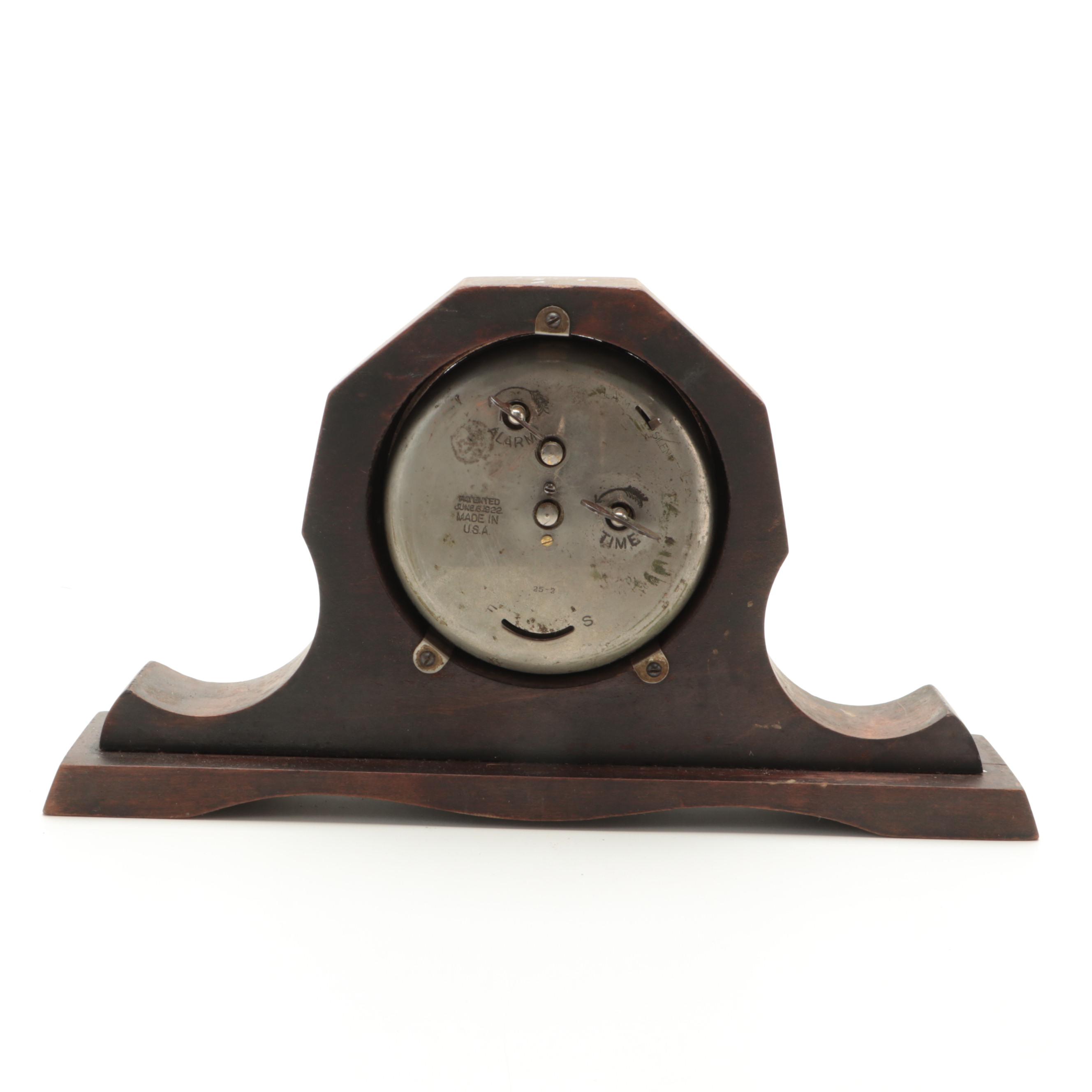 Gilbert Tambour Mantel Clock with Other Victorian Carved Wooden Clock