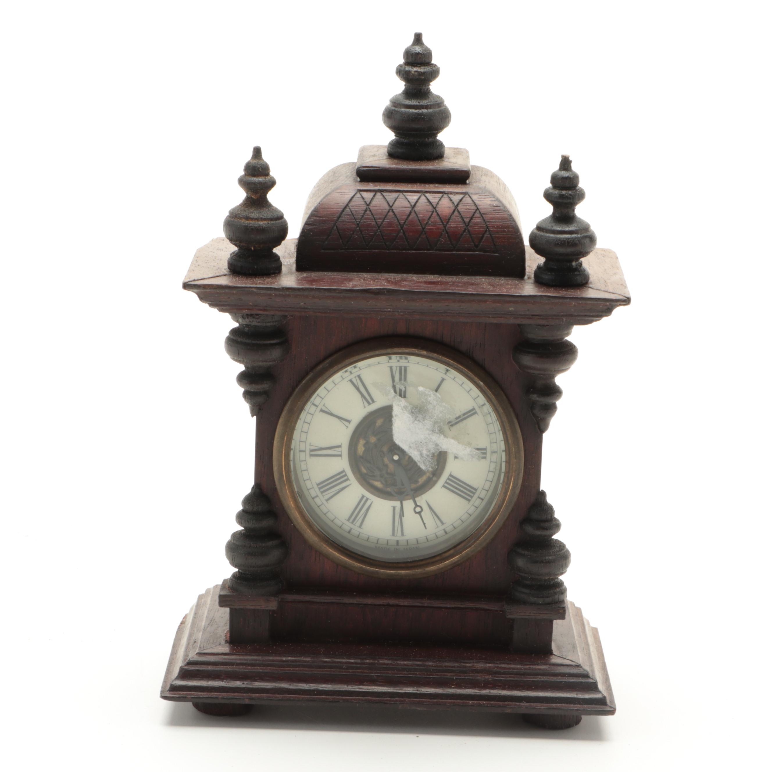 Gilbert Tambour Mantel Clock with Other Victorian Carved Wooden Clock