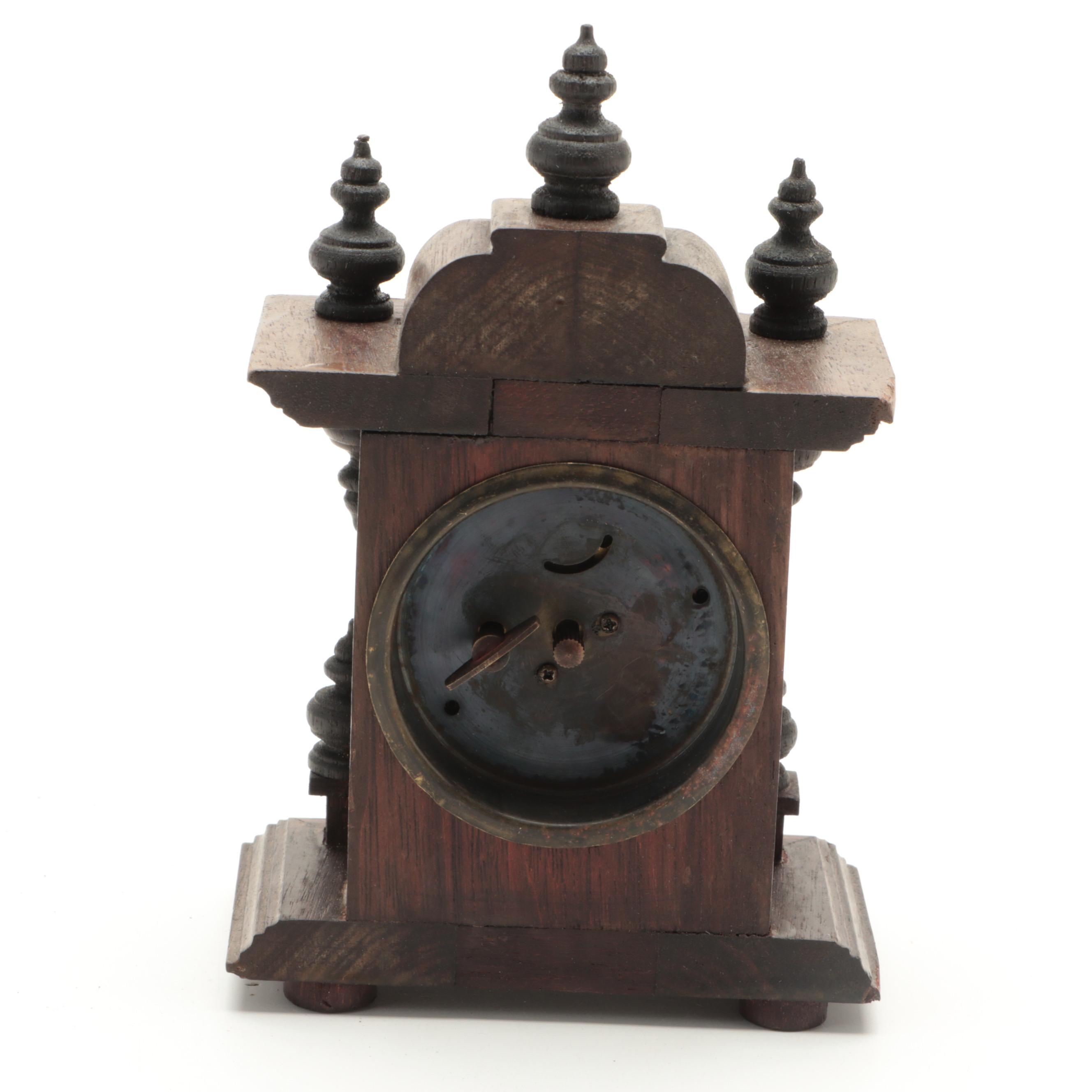 Gilbert Tambour Mantel Clock with Other Victorian Carved Wooden Clock