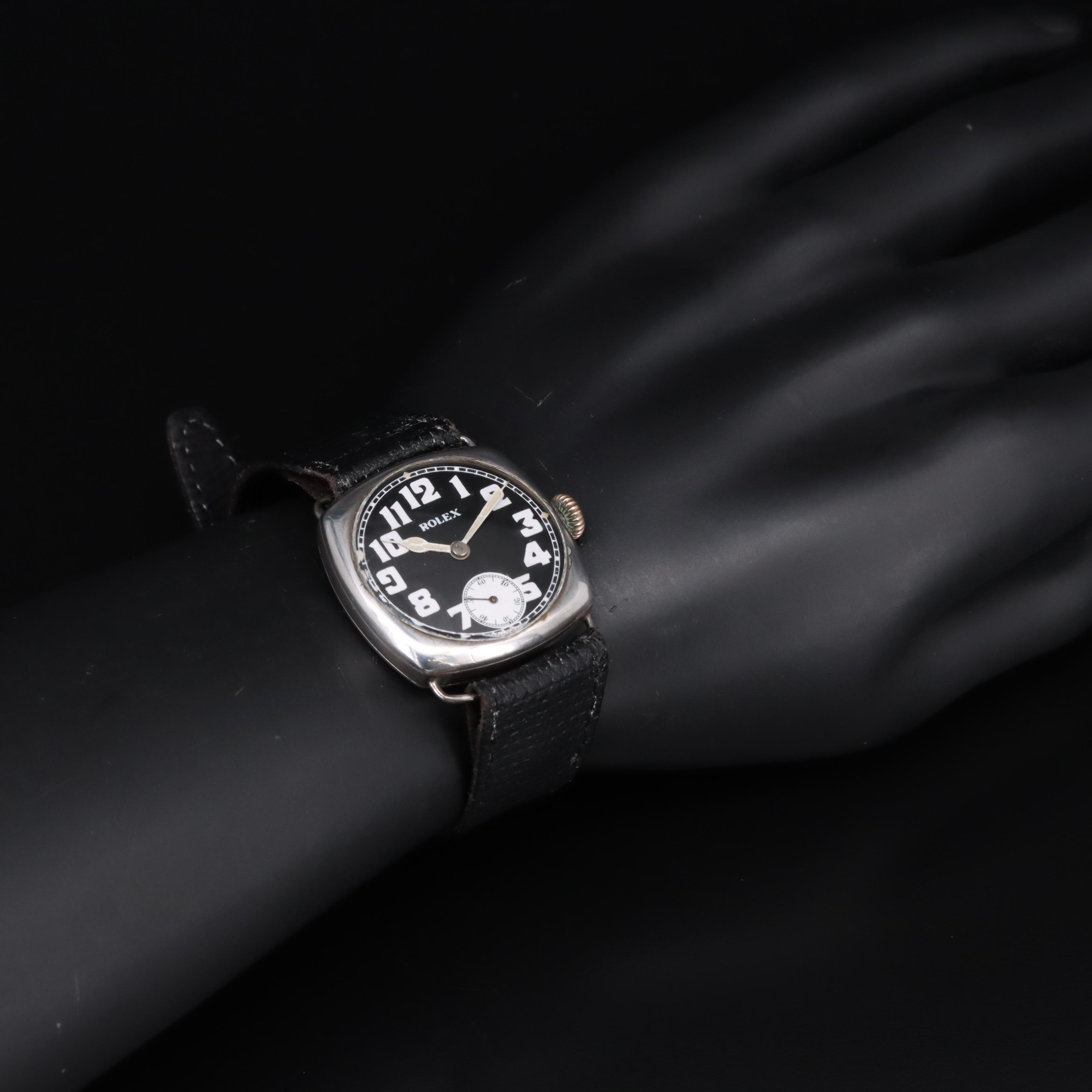 Early 1920s Sterling Silver Rolex Cusion Shape Watch