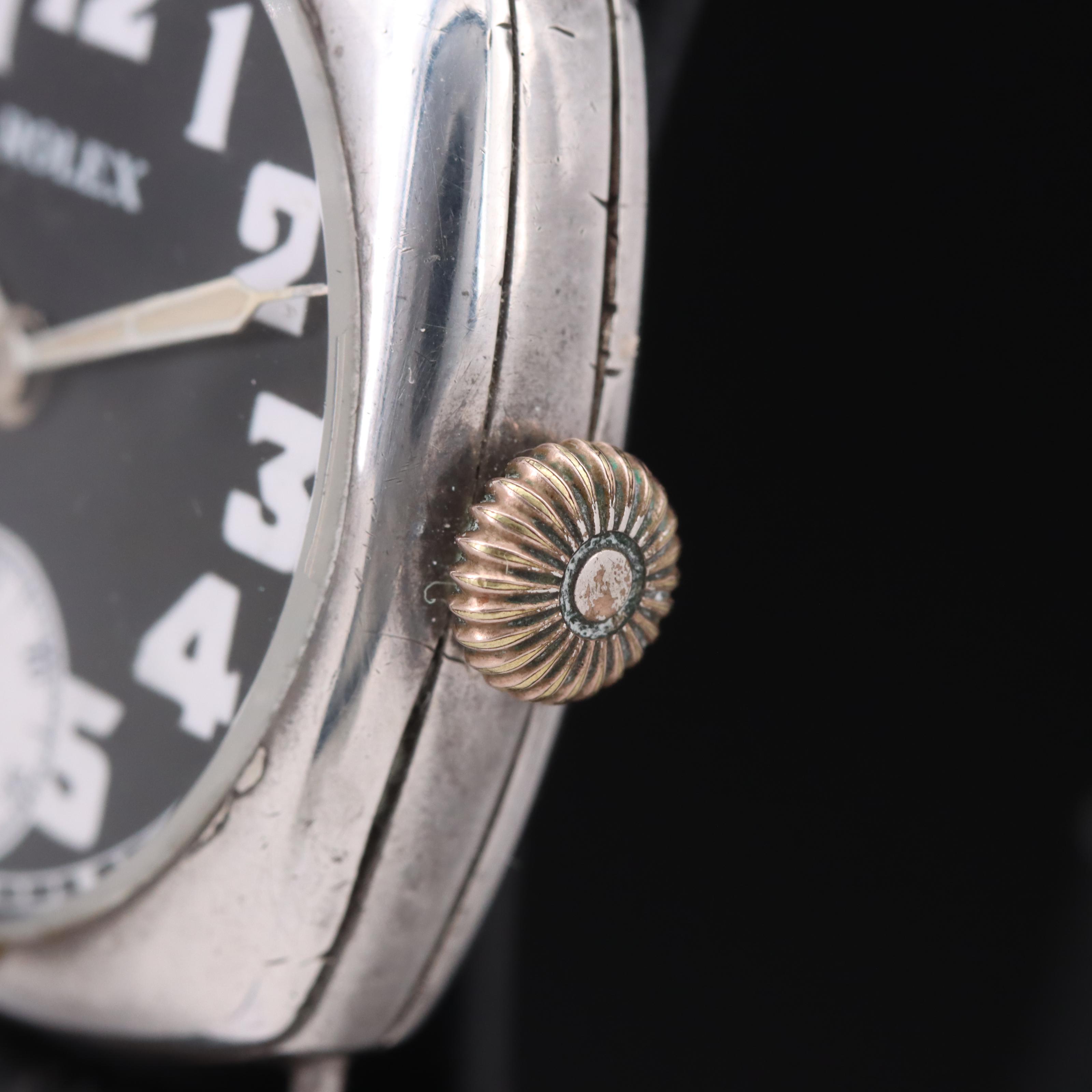 Early 1920s Sterling Silver Rolex Cusion Shape Watch