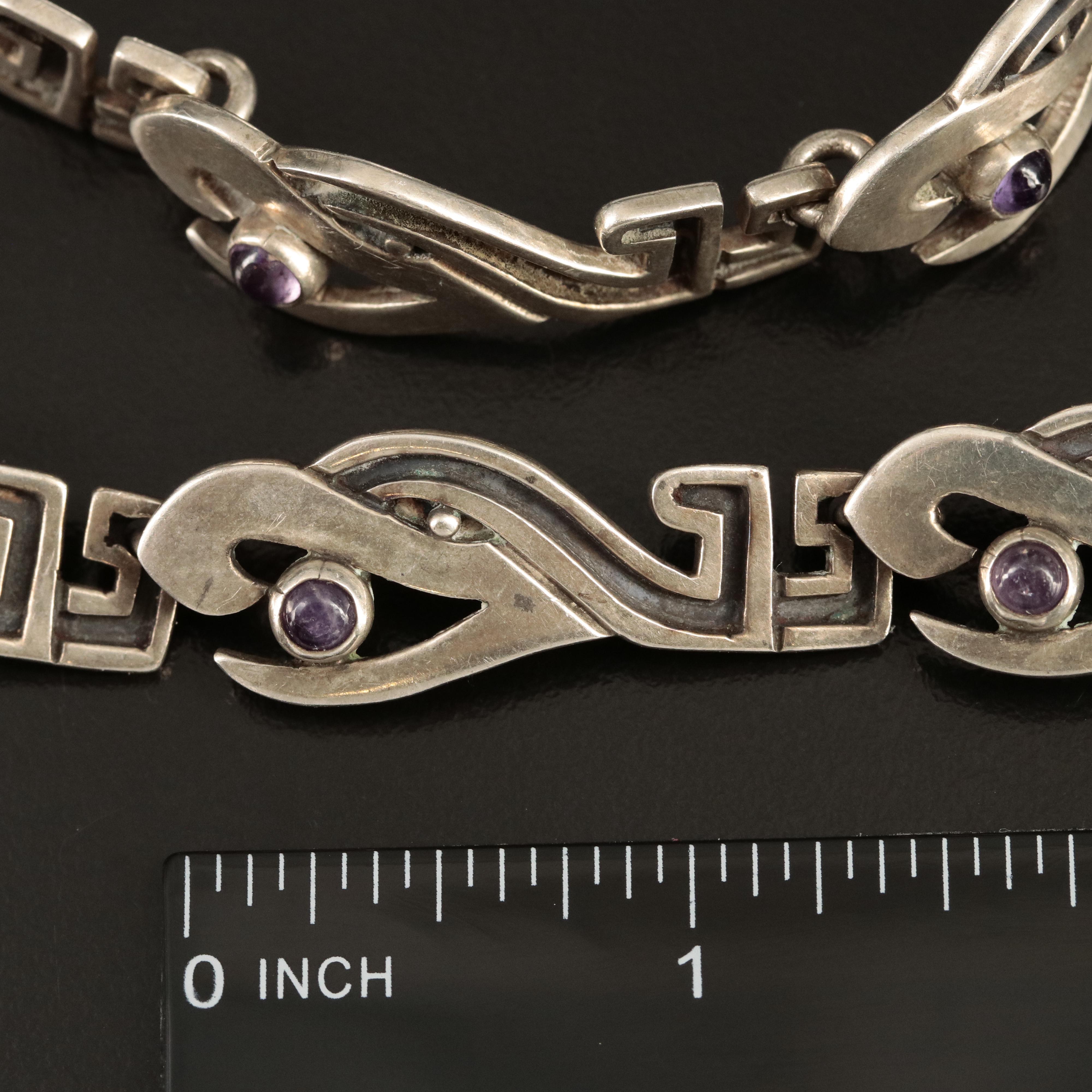 Miguel Melendez Sterling Amethyst Necklace and Bracelet Set