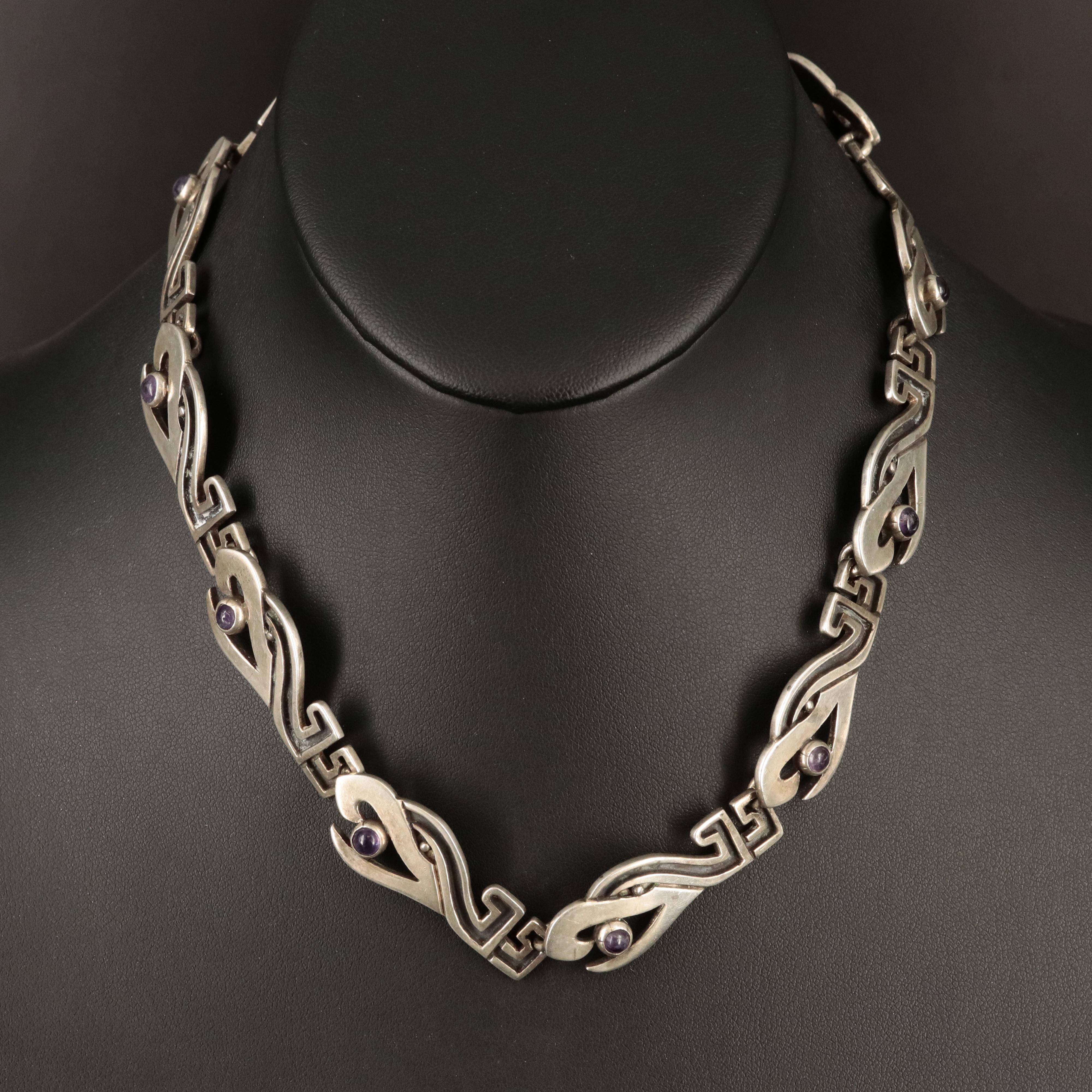 Miguel Melendez Sterling Amethyst Necklace and Bracelet Set