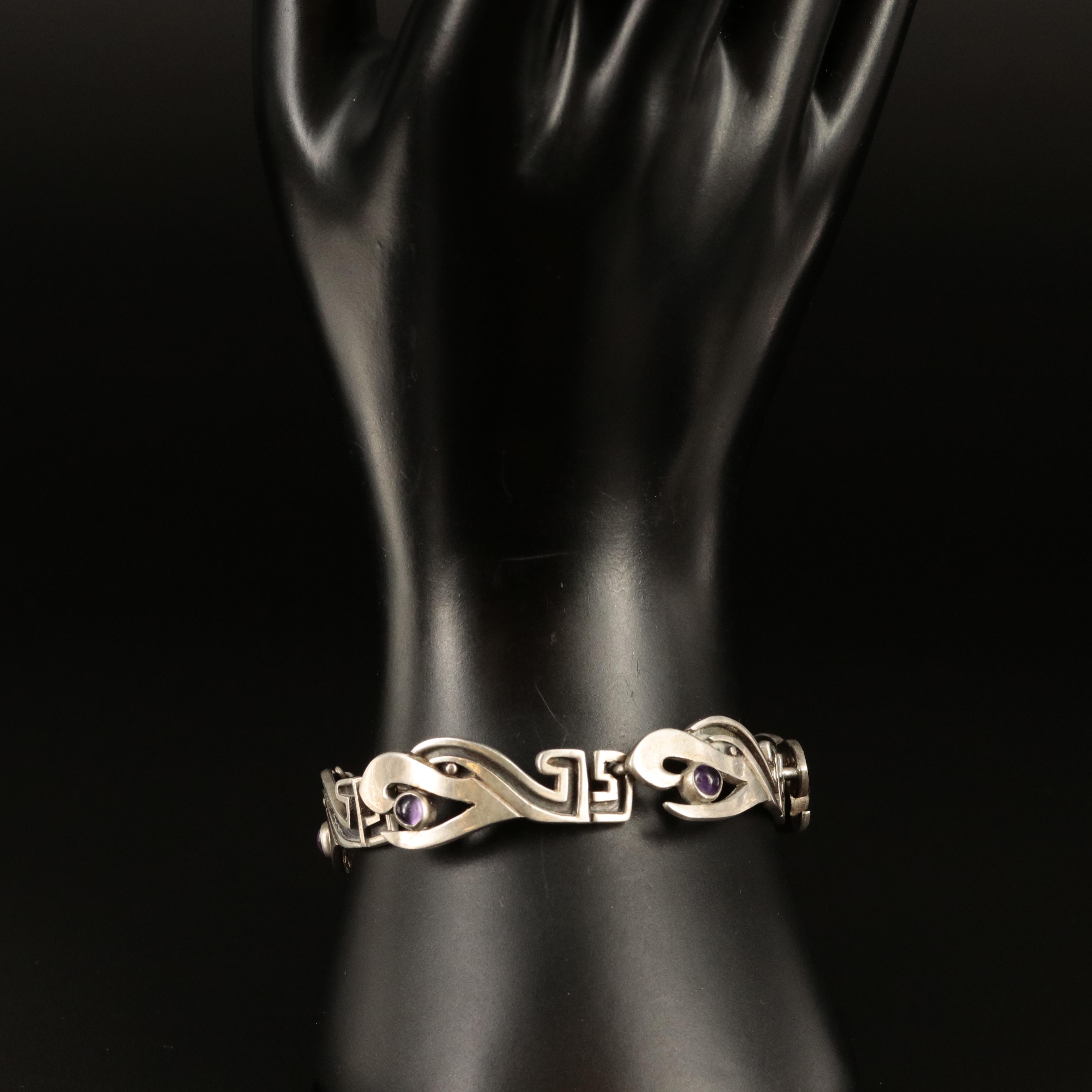 Miguel Melendez Sterling Amethyst Necklace and Bracelet Set